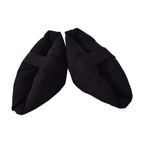 BXT Heel Protectors Cushion Against Bed Pressure Sores Ulcers, Comfort Feet Pillow Pads Heel Pain Relief, for Bedridden Elderly in Bed/Wheelchair, Black, One Pair