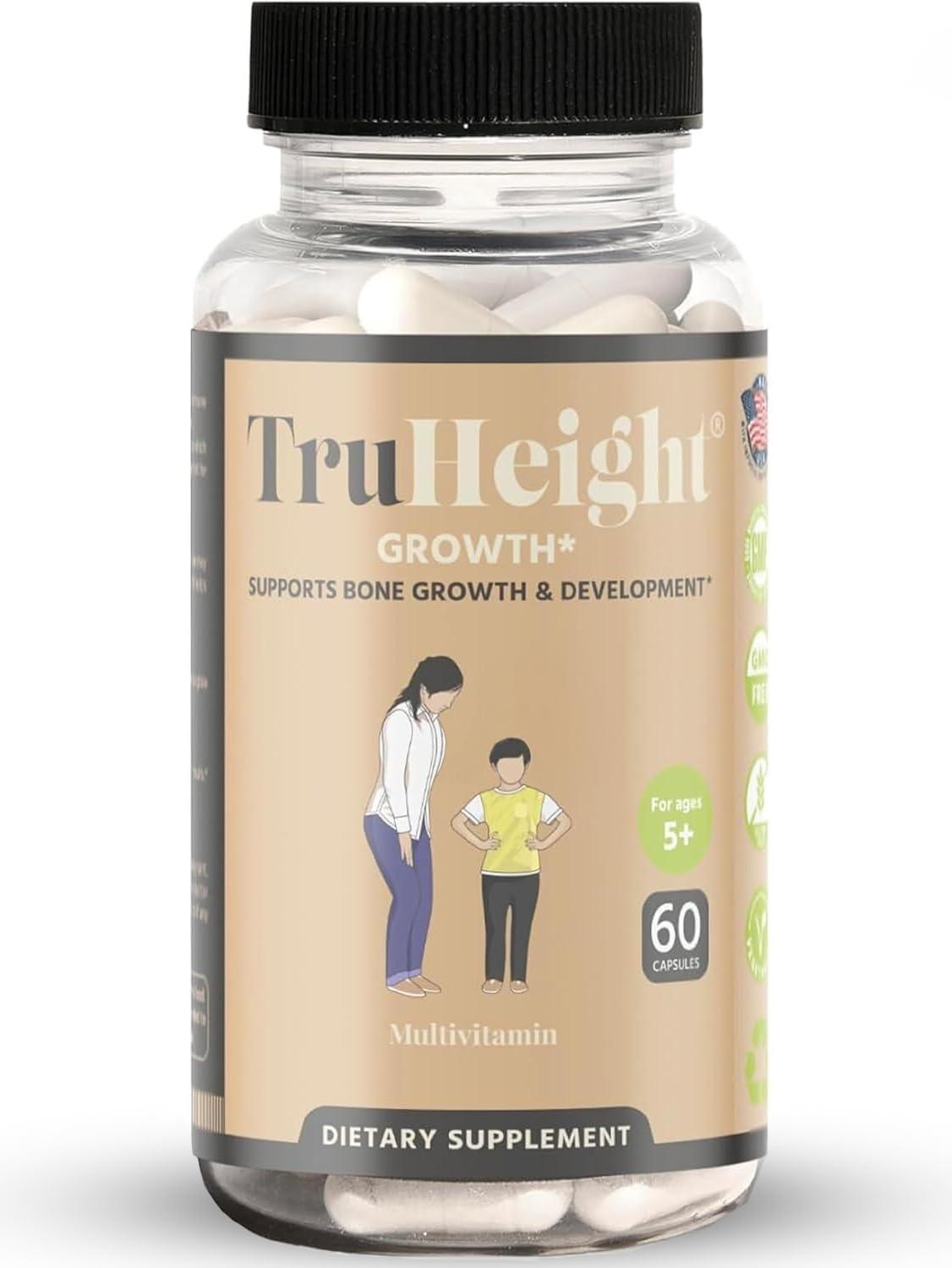 AmmoniaSport TruHeight Growth Capsules - Natural Growth & Development Supplement for Kids & Teens - Endorsed by Pediatricians - Vitamin D, K, Calcium & Ashwaganda - Bone Strength Capsules - Kids Vitamins - Ages 5+