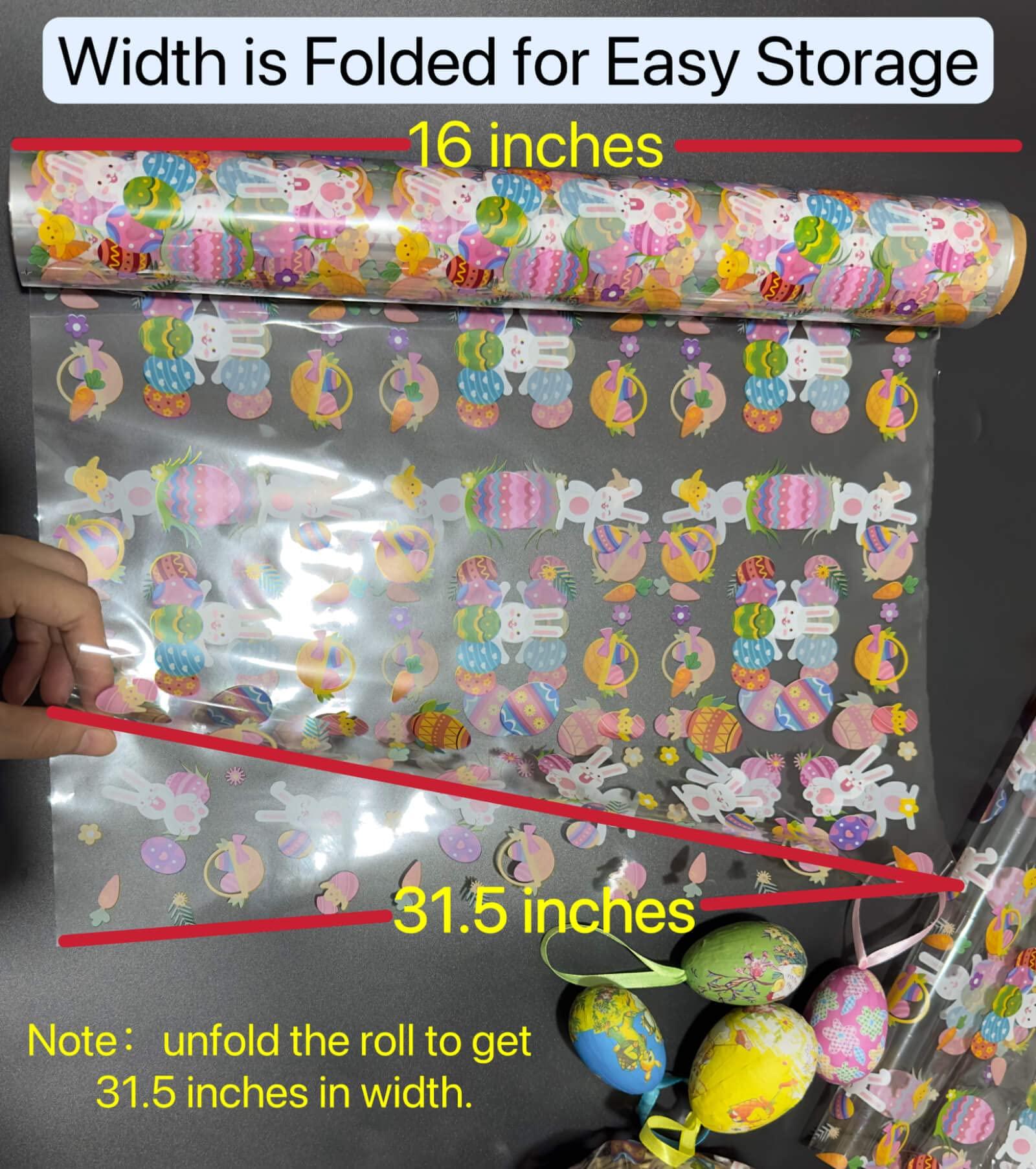 shareluck shareluck 31.5 x 50ft Easter Cellophane Wrap - Easter Cello Wrapping paper to Wrap Gift Basket, Treat-Easter Design & Eggs Cellophane. (31.5 fold into 16)