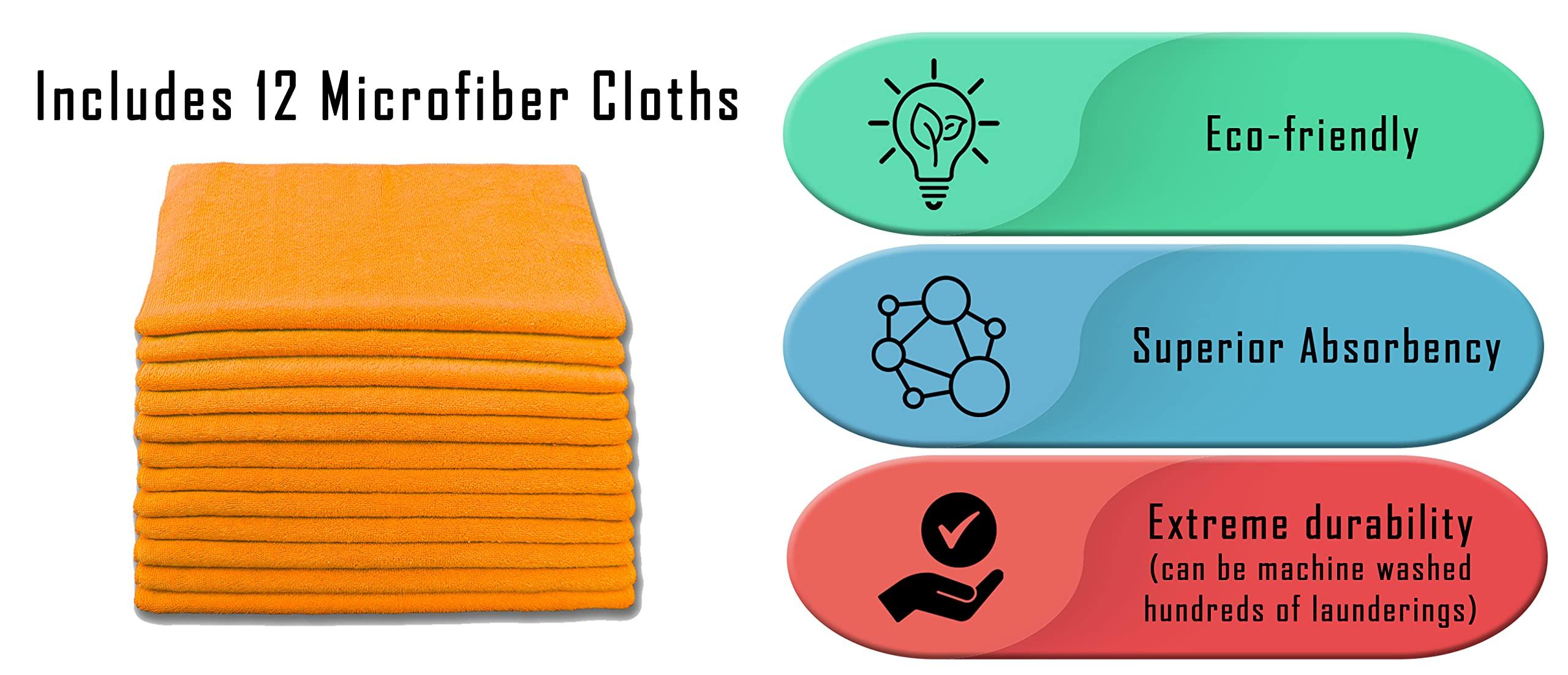 Direct Mop Sales, Inc. Direct Mop Sales, Inc. Professional 16x16 Inch Microfiber Cleaning Cloths - Orange Pack of 12-300 GSM Terry Cloth - Ideal for Dusting and General Cleaning