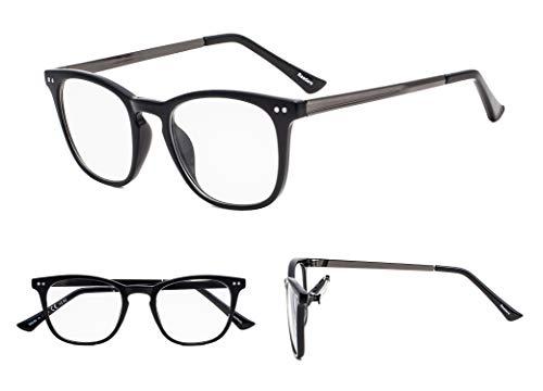 GUD GUD Reading Glasses Women 4 Pairs Retro Square Readers (Black, 0.75)