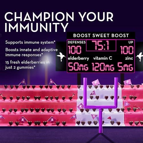 HUM HUM Boost Sweet Boost Gummies - Immunity Multivitamin with Vitamin C, Zinc & Elderberry for General Wellness (60 Vegan Gummies)