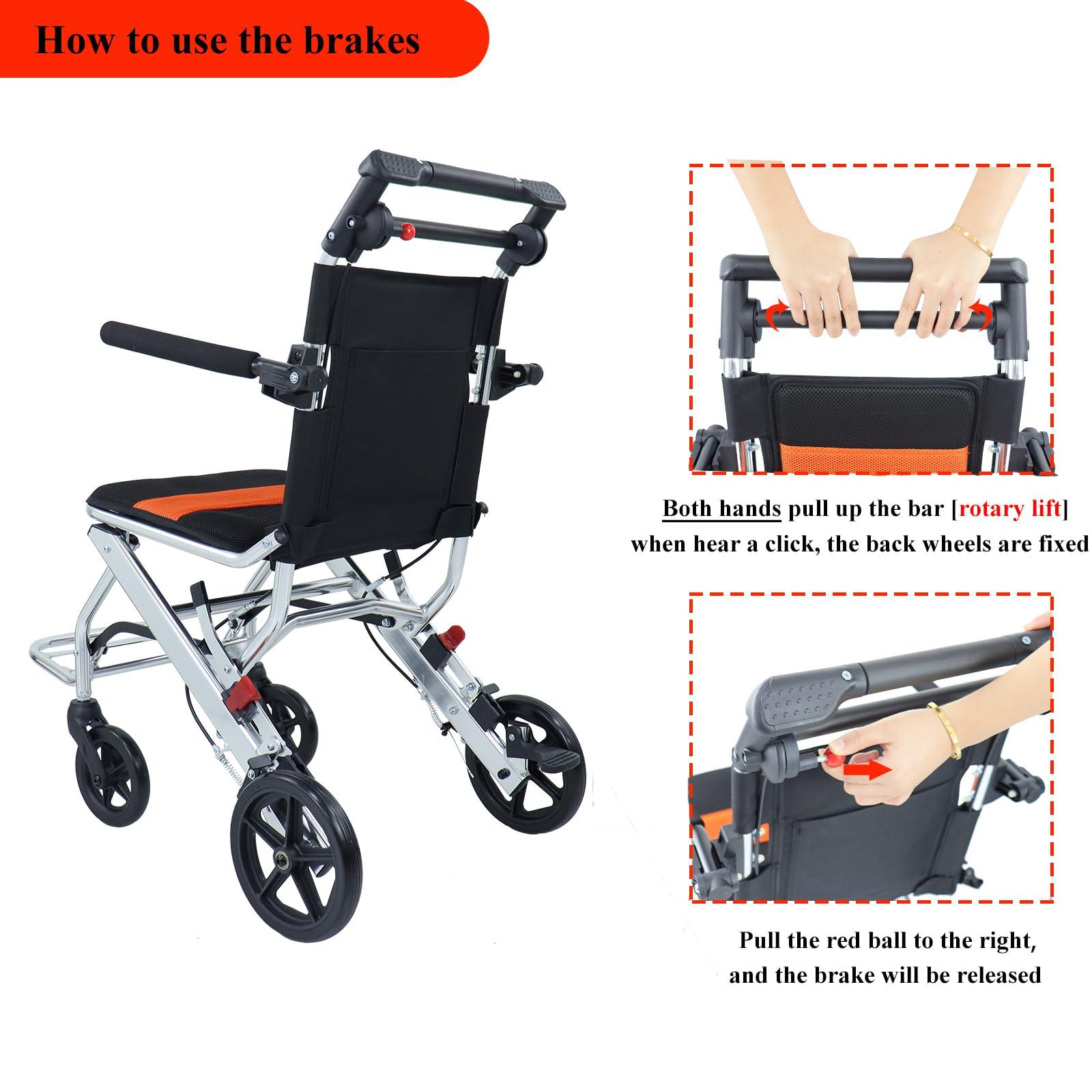 urge medical Portable Folding Wheelchair, Travel Wheelchair with handbrake, Ultra-Light Wheelchair for The Elderly and Children (with Bag)…
