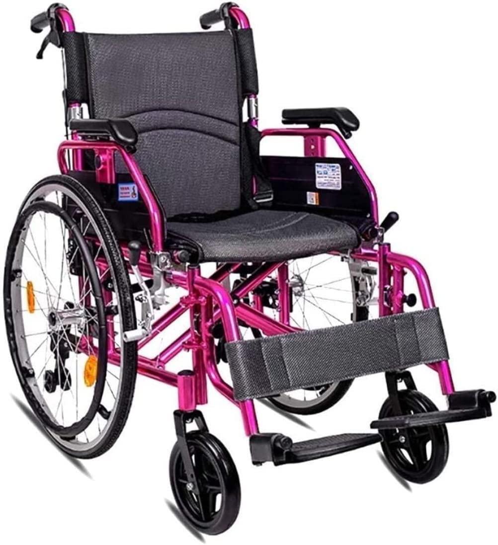 YUSIWOAL Lightweight Wheelchair Elderly Wheelchair Folding Lightweight Manual Self Propelled Wheelchair Portable Medical Magnesium Alloy Sport Wheelchair for Seniors and Adults Mobility Aids