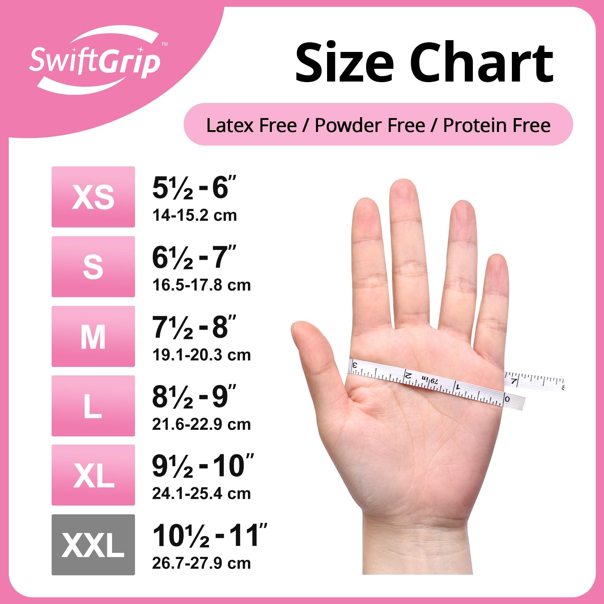 SwiftGrip SwiftGrip Pink Disposable Gloves, 3-mil, Medical exam Gloves Disposable Latex Free, Gloves for Cleaning & Esthetician, Pink Rubber Gloves, Pink Cleaning Gloves, Powder-Free, 1000-ct Case (XL)
