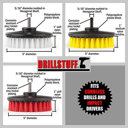 Drillstuff Cleaning Supplies - Drill Brush - Leather Cleaner - Shower Door - Upholstery - Carpet - Bathroom Accessories - Shower Cleaner - Bathtub - Tile - Outdoor - Scrub Brush - Garden - Bird Bath - Granite