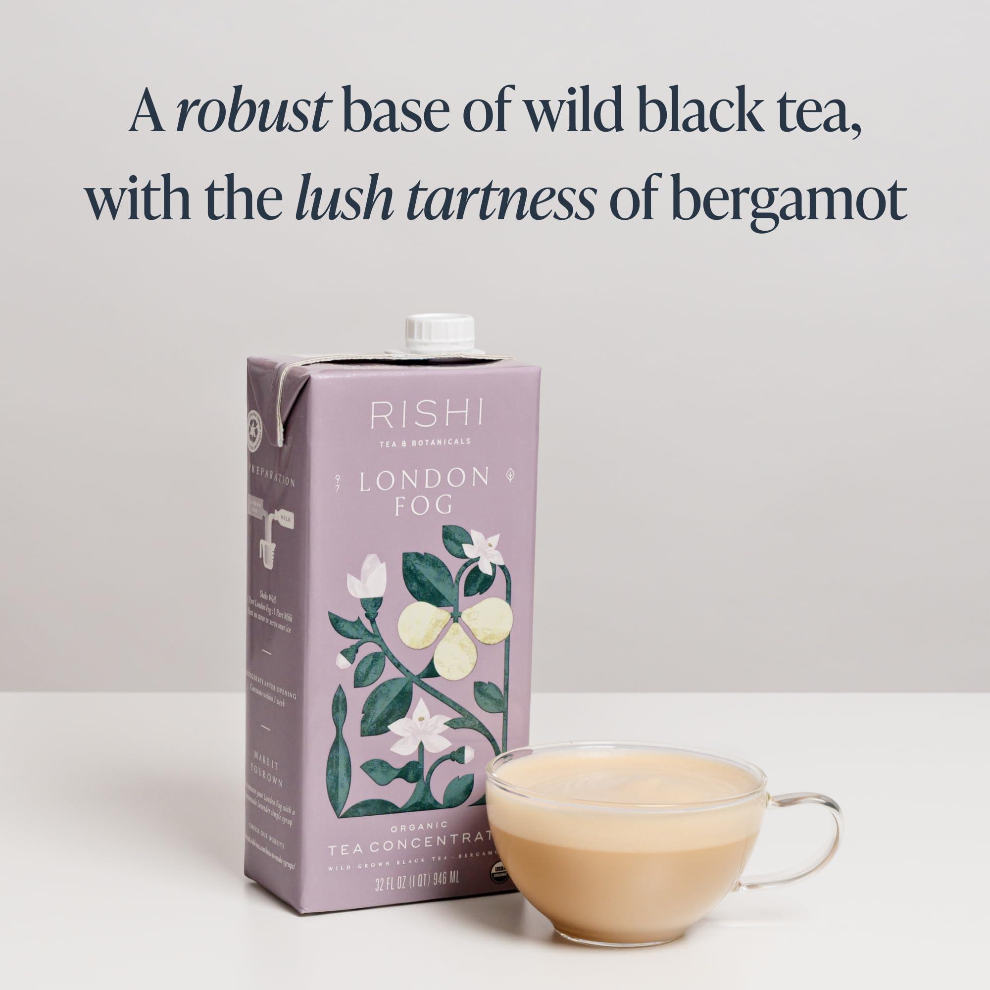 Rishi Tea Rishi Tea London Fog Latte, Organic Black Tea Concentrate with Bergamot, Easy-to-Serve Hot or Iced Earl Grey Tea Mix - 32 fl oz Carton, 8 Servings (Pack of 3)