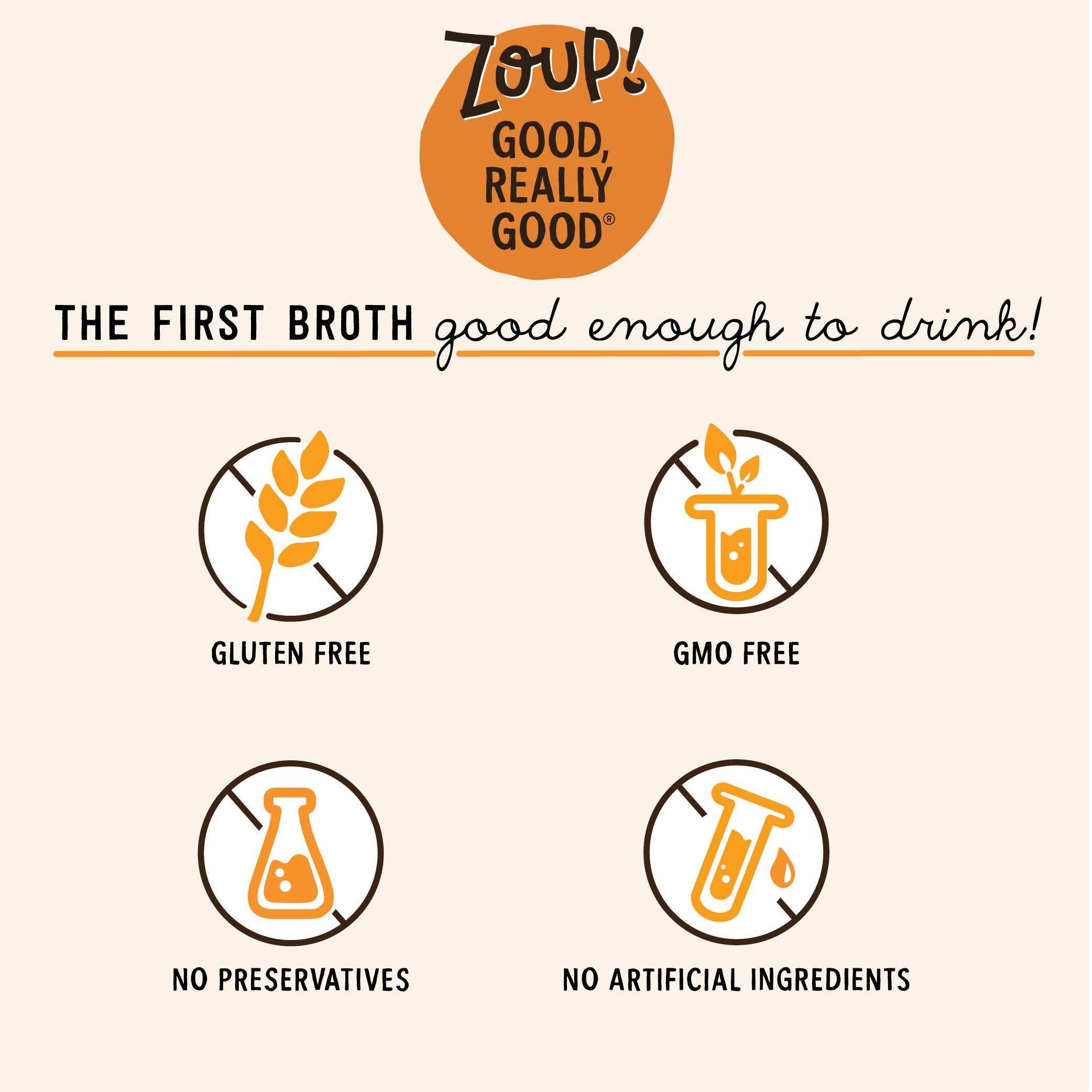 Zoup! Spicy Chicken Bone Broth by Zoup! Keto-Friendly, Gluten Free, Non-GMO - Great for Stock, Bouillon, Soup Base or in Gravy - 1-Pack (32 oz)