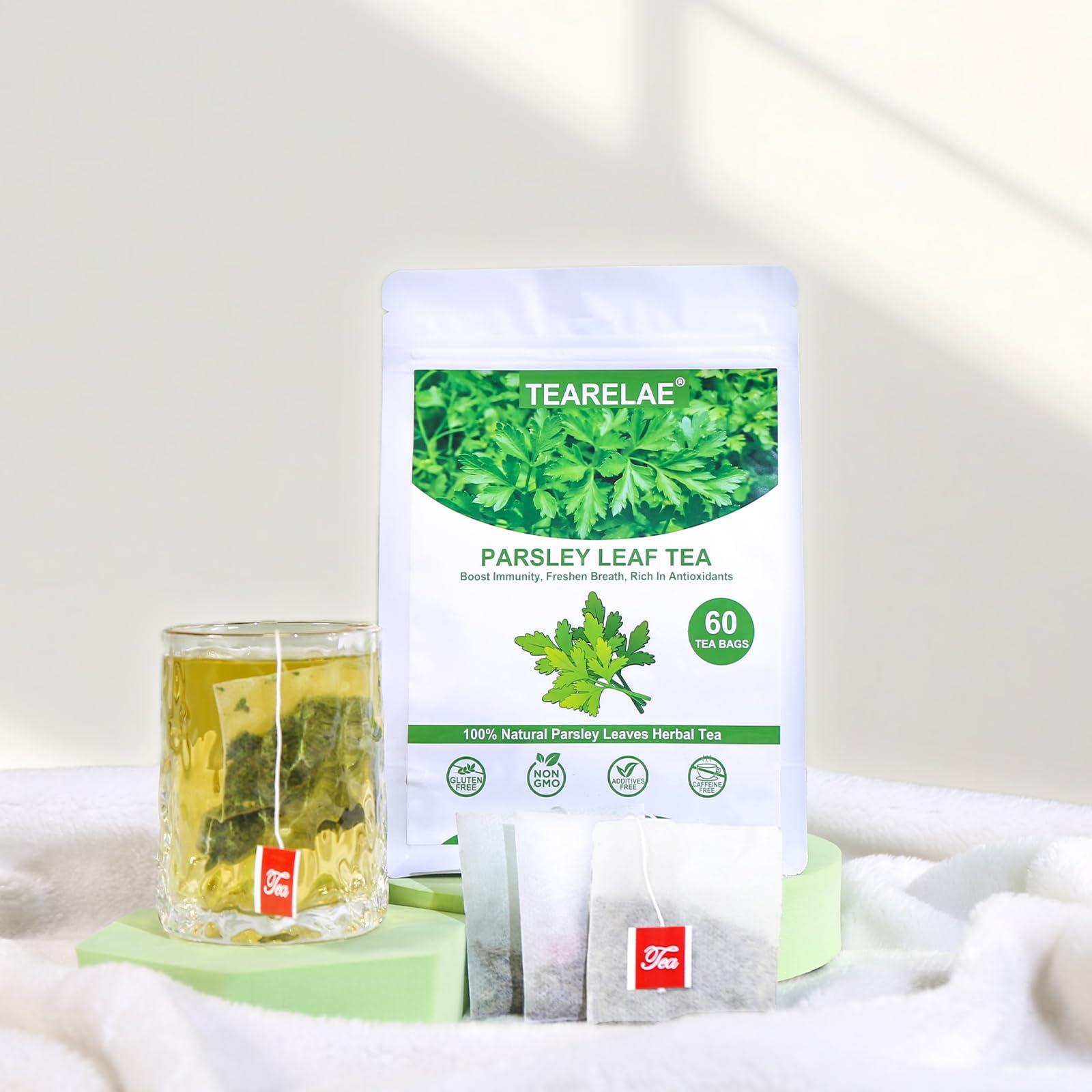 TEARELAE TEARELAE - Parsley Tea Bags - 60 Count - 100% Pure Natural Parsley Leaves - Boost Immunity, Freshen Breath - Non-GMO - Caffeine-Free