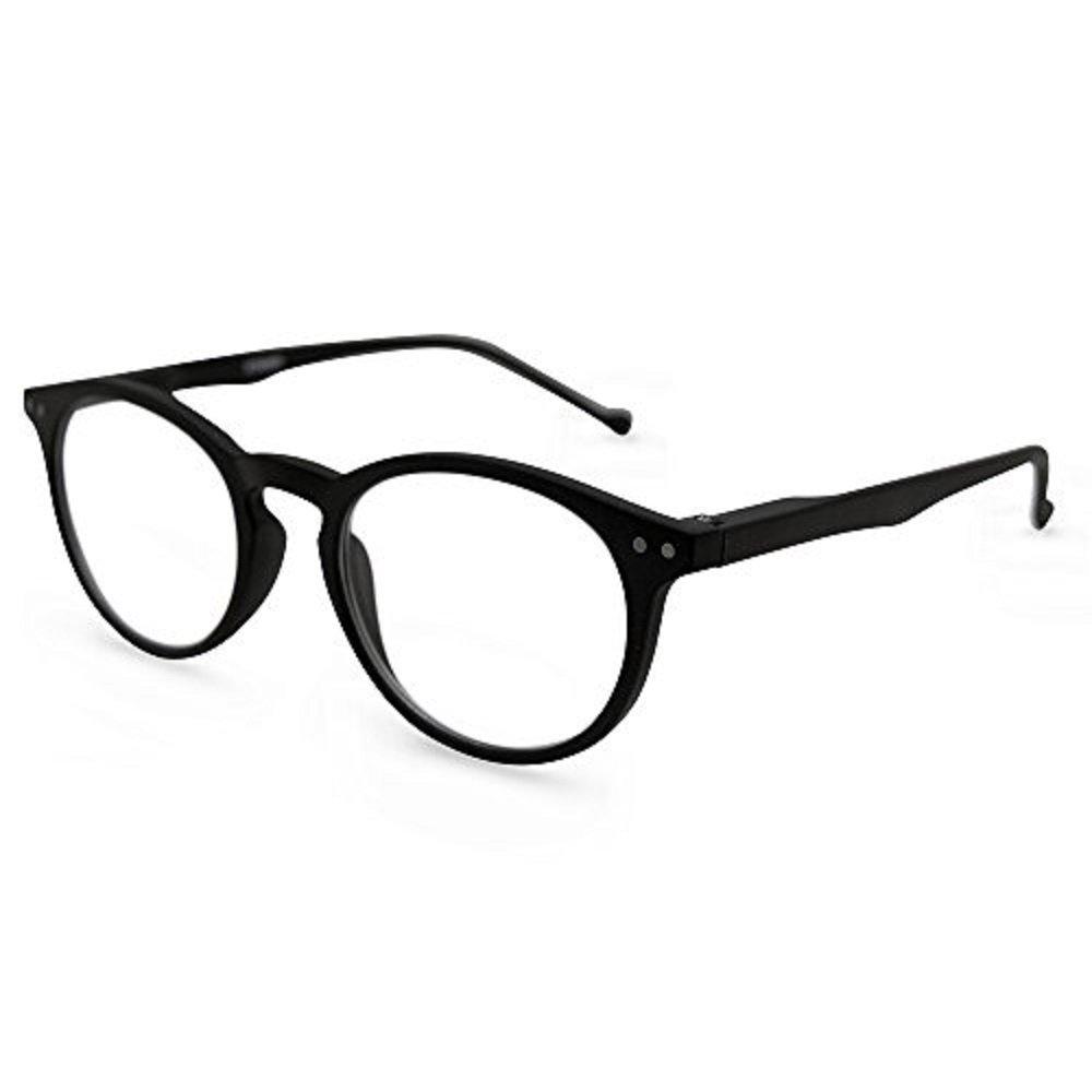 Incredible Bargains The Classic Flexible Readers, Unisex Round Full Frame Reading Glasses + 1.50 Black