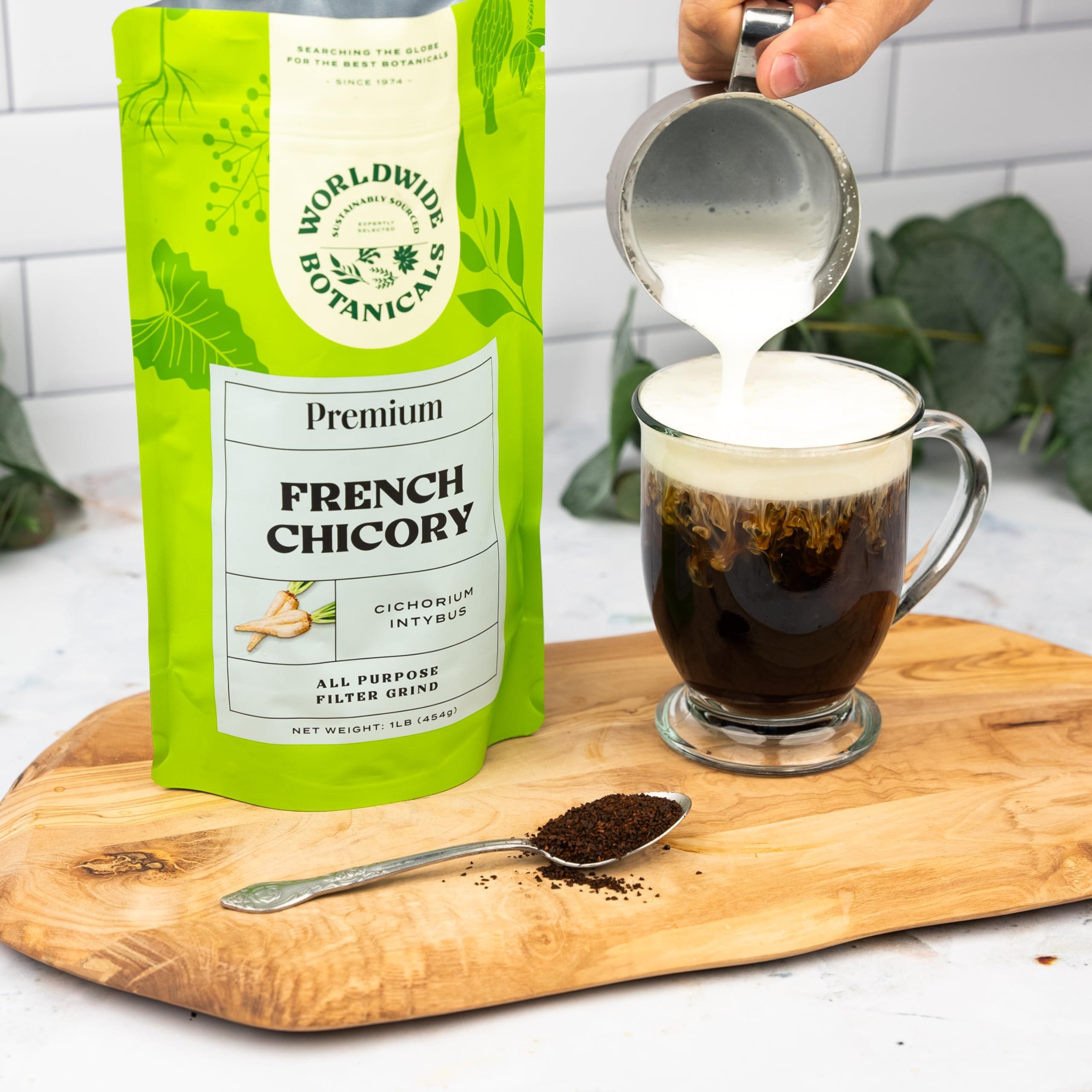 Worldwide Botanicals Worldwide Botanicals French Chicory Root, 1 Pound - Brew Like Coffee, Blend Roasted Chicory Root With Coffee, Prebiotic, Acid Free, Caffeine Free, Kosher