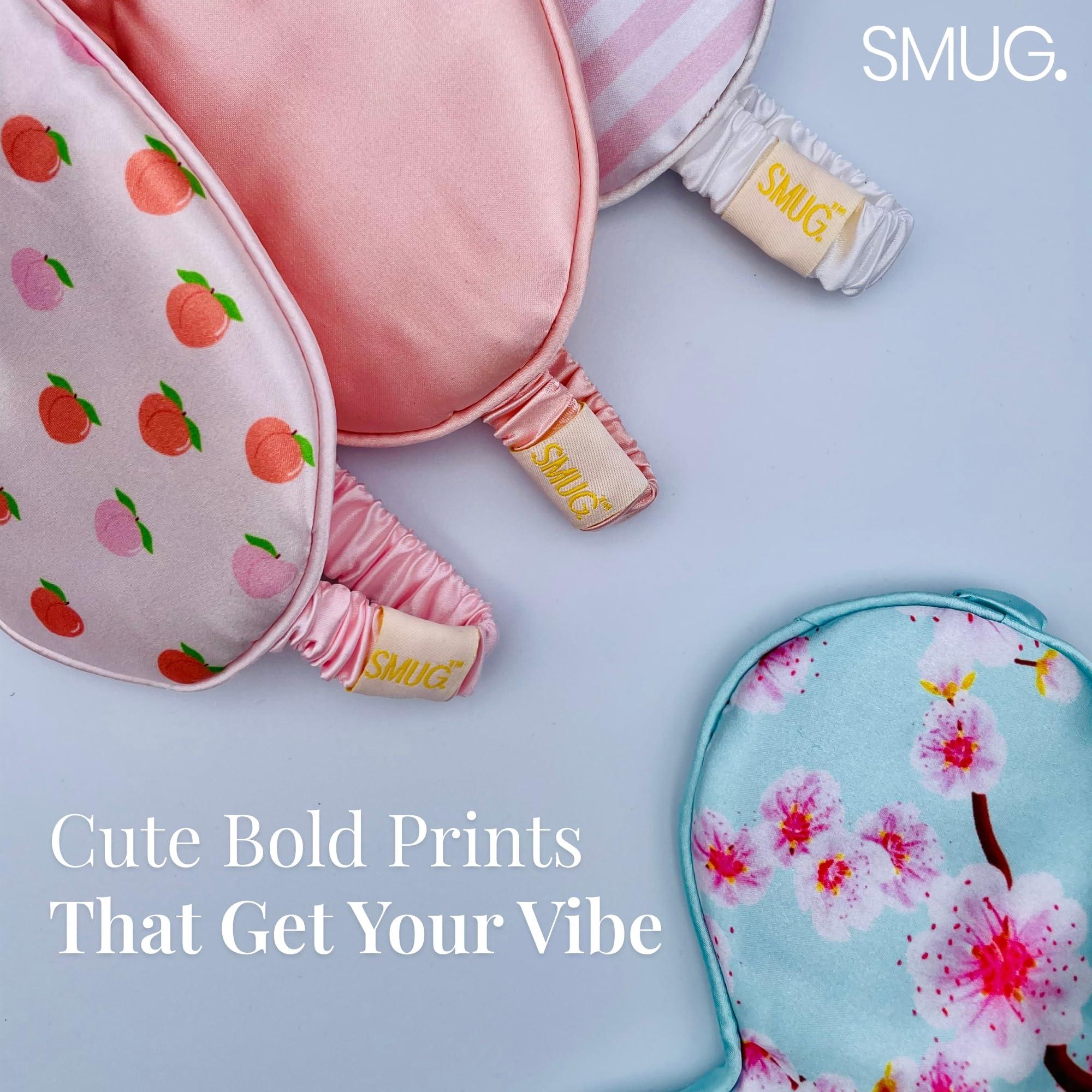 SMUG SMUG Satin Sleep Mask & Eye Mask | Travel Sleep Masks for Women & Men | Soft Sleeping Eye Mask to Nourish Skin & Reduce Dark Circles | Eye Sleep Mask Shades to Block Out Light | Cherry Blossom