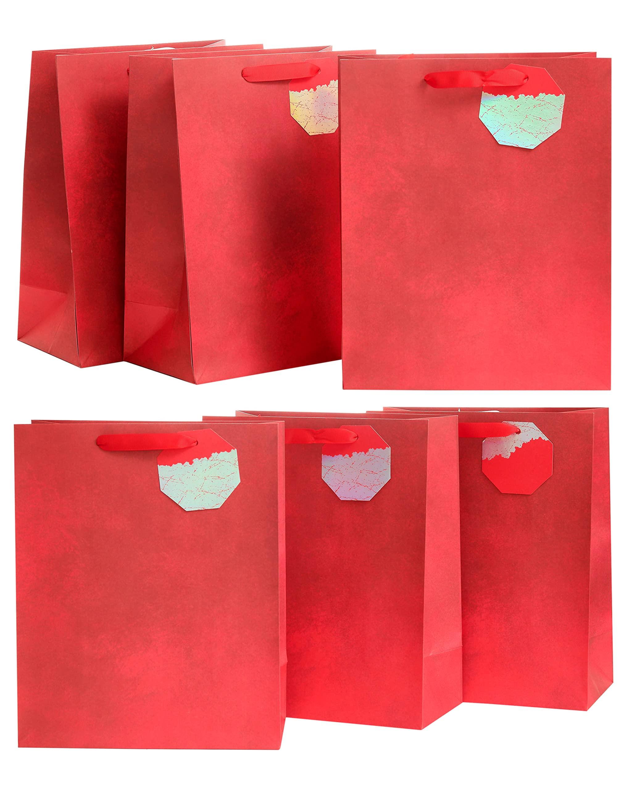 UK Greetings UK Greetings Multipack of 6 Large Gift Bags with Tags for Him/Her/Friend - Red Design
