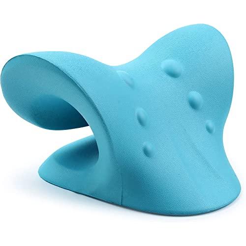RESTCLOUD RESTCLOUD Neck and Shoulder Relaxer, Cervical Traction Device for TMJ Pain Relief and Cervical Spine Alignment, Chiropractic Pillow Neck Stretcher (Blue)