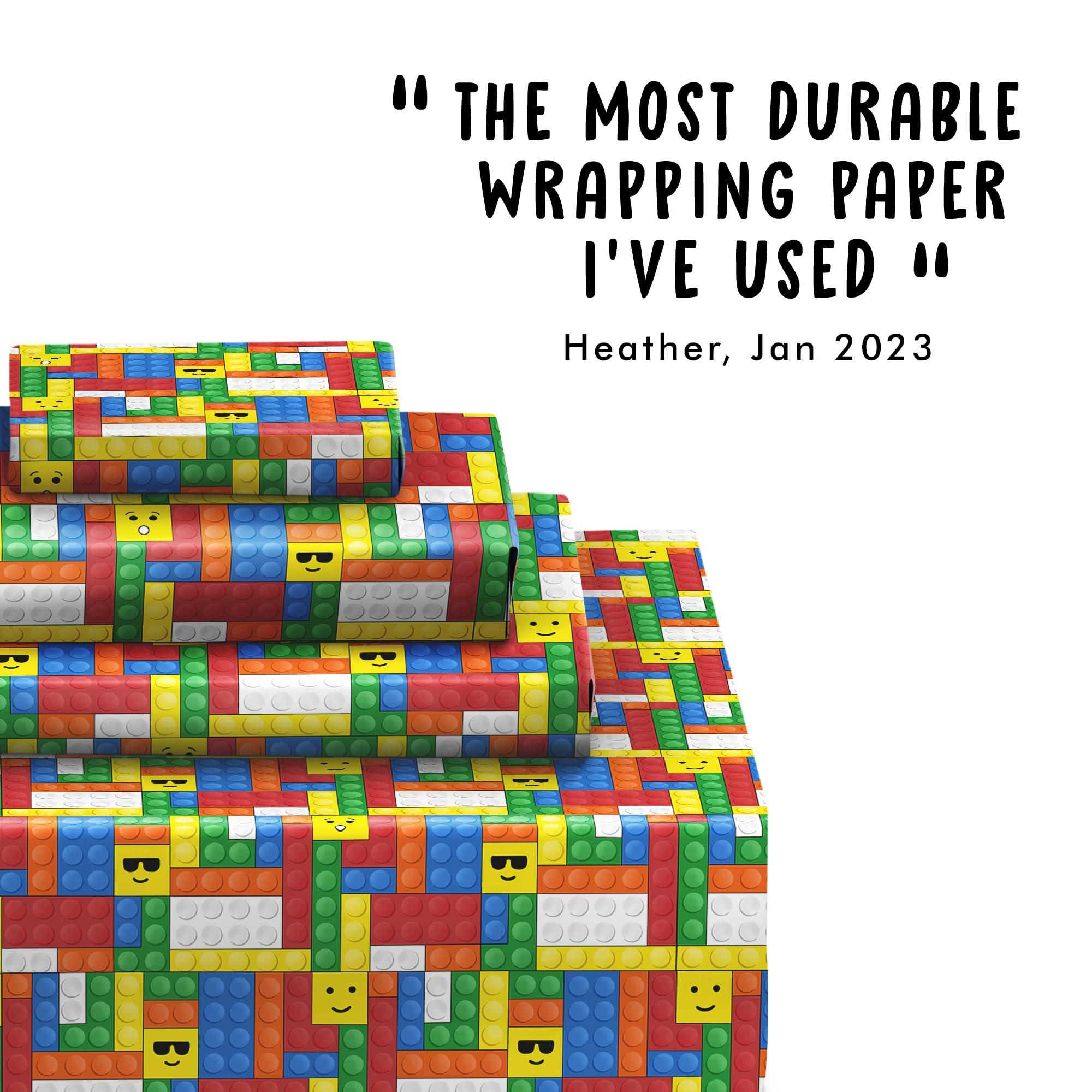 CENTRAL 23 CENTRAL 23 Colorful Wrapping Paper - Lego Building Blocks - 6 Sheets of Gift Wrap - Birthday Wrapping Paper for Kids - Christmas Wrapping Paper for Boys and Girls - Comes With Fun Stickers