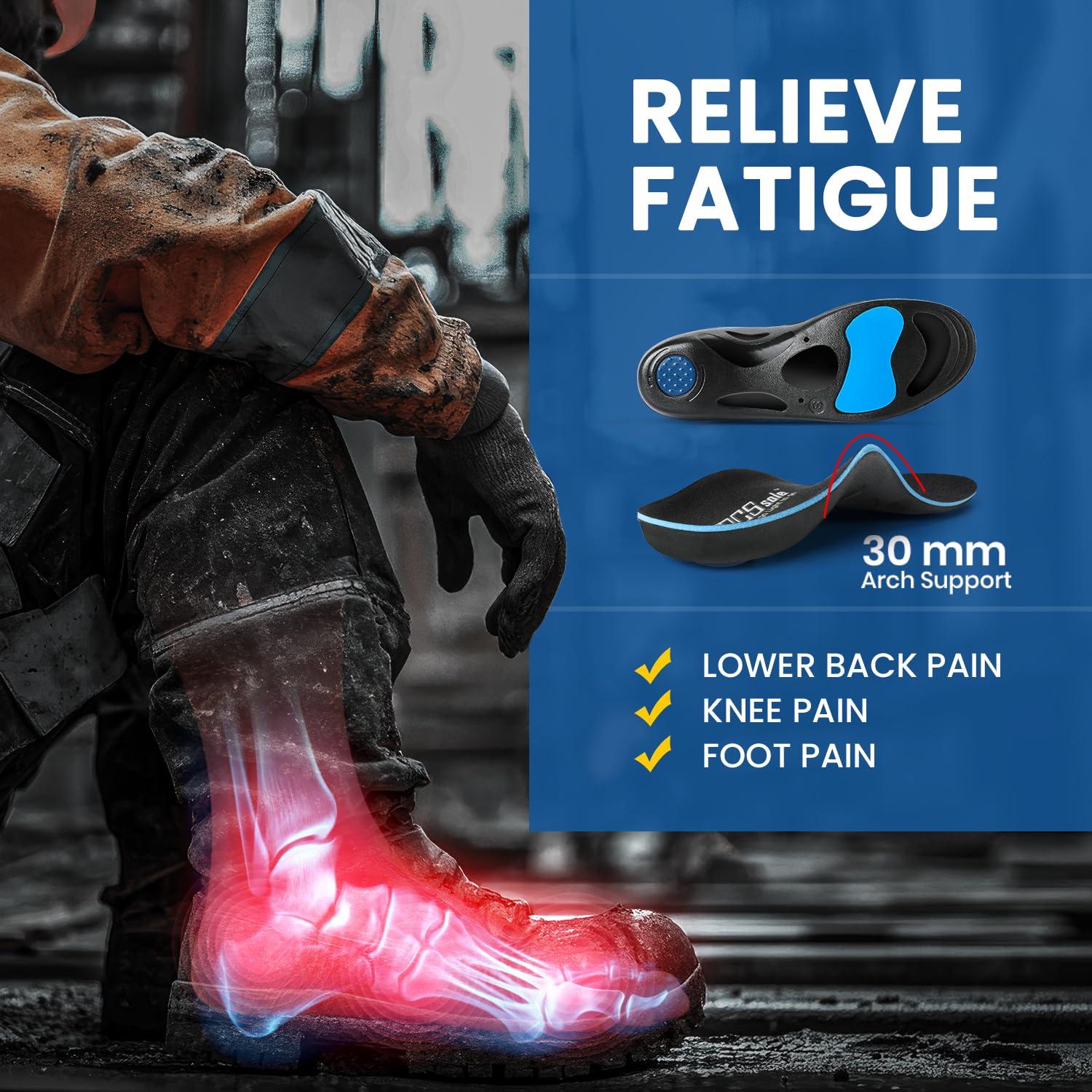 PCSsole PCSsole Orthotic High Arch Support Insoles, Comfort Gel Work Boot Insert for Flat Feet, Plantar Fasciitis, Feet Pain, Heel Spur Pain,Metatarsalgia,Over Pronation for Men and Women28cm