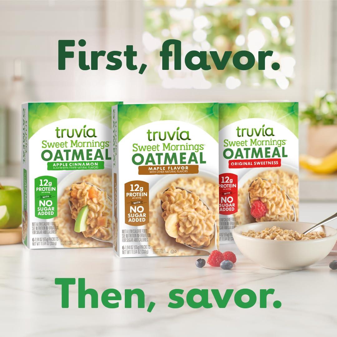 Truvia Truvia Sweet Mornings Original Instant Rolled Oat Oatmeal Packets, 12 G Protein, No Sugar Added (6 packets)