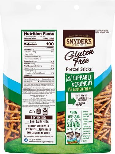 Snyder\'s of Hanover Snyder\'s of Hanover Gluten Free Pretzel Sticks, 100 Calorie Individual Packs, 8 Ct (Pack of 2)