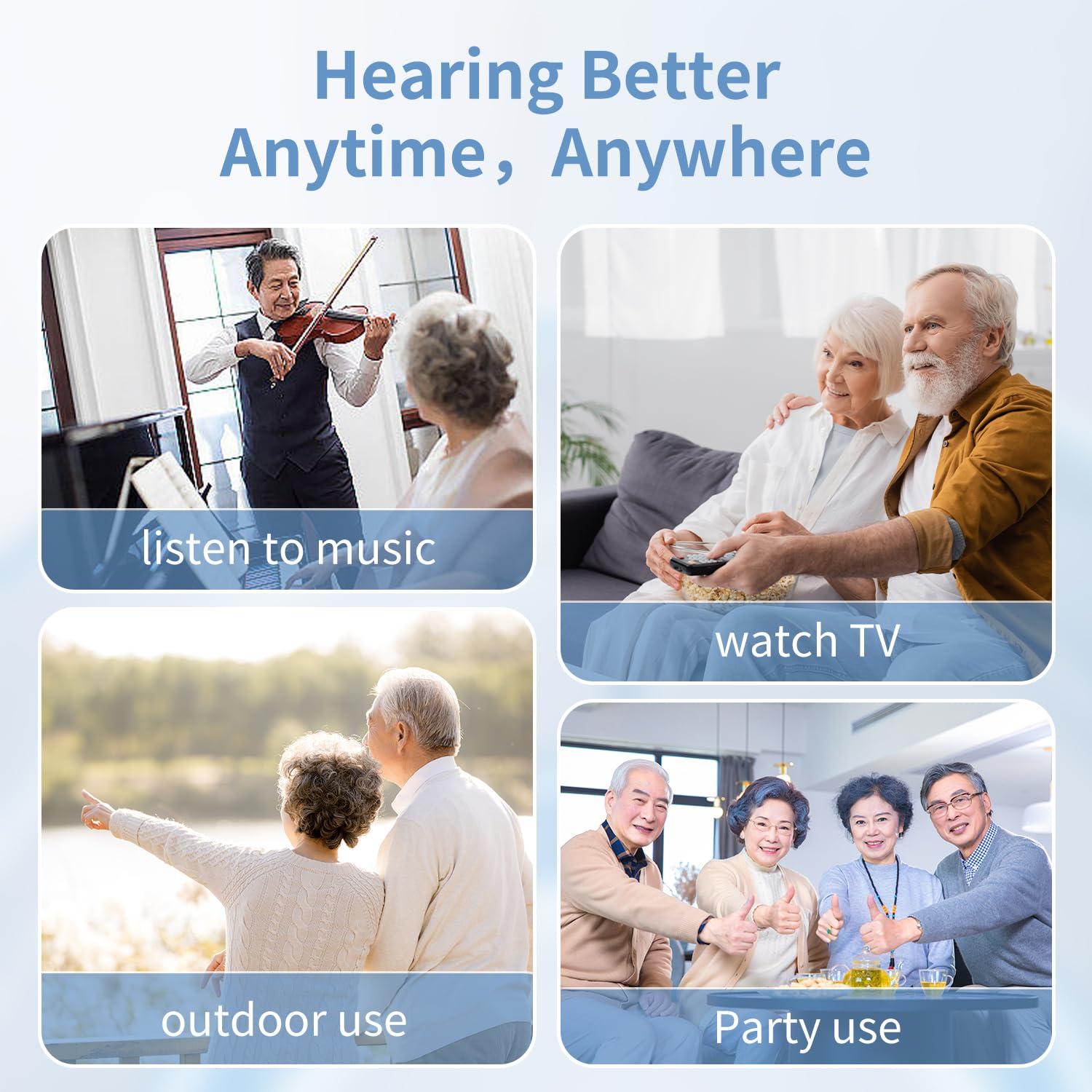 OMAGISM hearing aids for seniors rechargeable with noise cancelling,, 16 Channels Digital RIC Hearing Aids with Real Voice, Invisible Comfortable without Whistling Charging Box Displaying PowerOTC hearing
