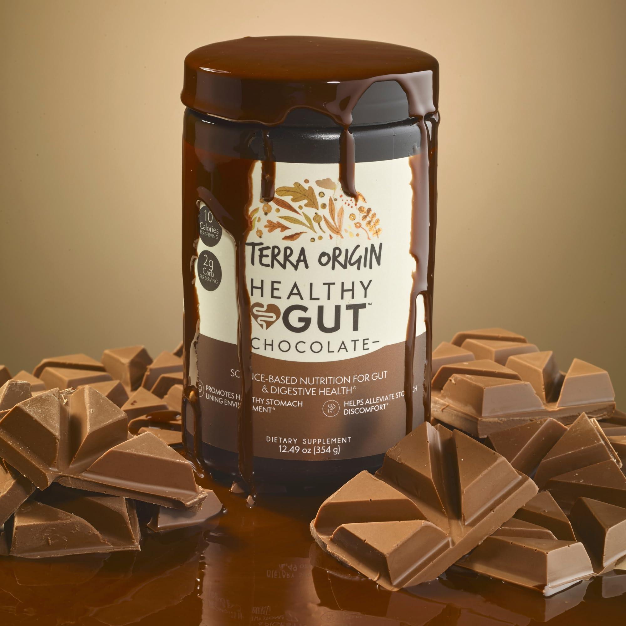 TERRA ORIGIN TERRA ORIGIN Healthy Gut Chocolate | 30-Servings with L-Glutamine, Zinc, Glucosamine, Slippery Elm Bark, Marshmallow Root and More!
