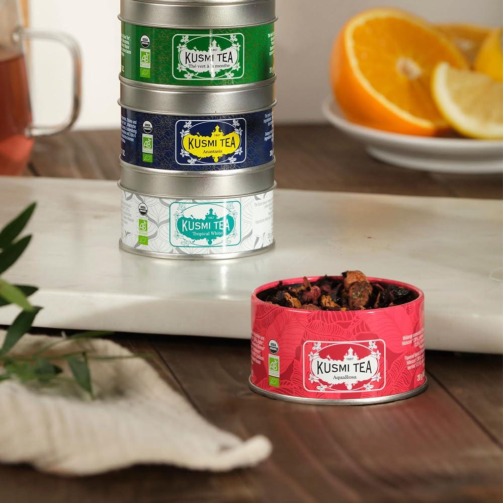 KUSMI TEA Kusmi Tea - \"The Collection\" Gift Set - 15 Iconic Kusmi Recipes + 100 Tea Bags + Tea Spoon - Organic Black, Green, White & Herbal Teas - Gift Idea for Women & Men - Loose Leaf Tea - 15 Tins of 0,9 oz