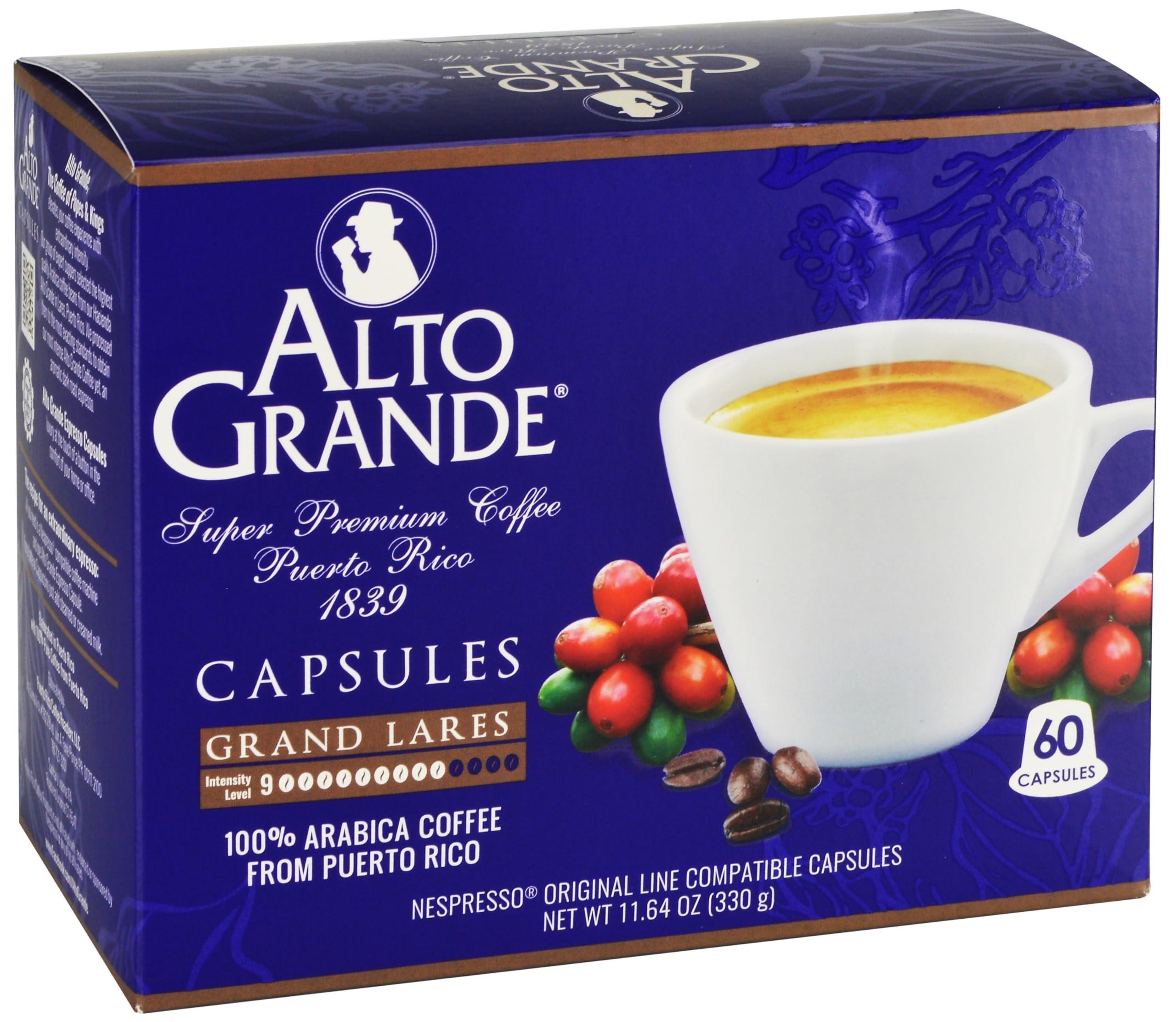 Alto Grande Alto Grande Super Premium Coffee Single Serve Capsules for Nespresso Machines, 100 Percent Arabica Coffee From Puerto Rico (Grand Lares, 60 Count)