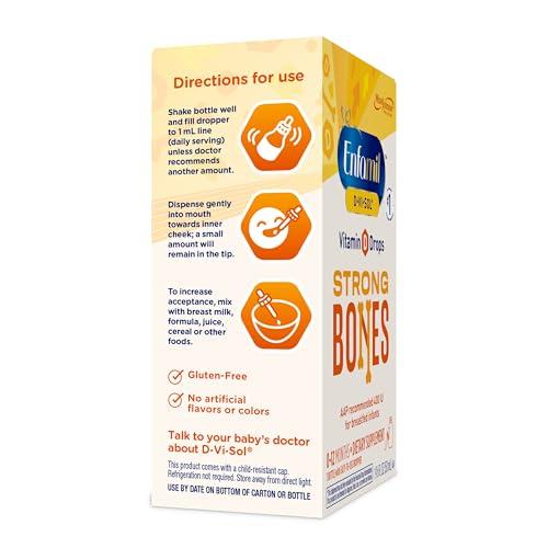 Enfamil Prenatals & Baby Vitamins Enfamil Baby Vitamin D-Vi-Sol Liquid Vitamin D Drops, Supports Strong Teeth & Bone Development, 50mL Bottle (Pack of 2)