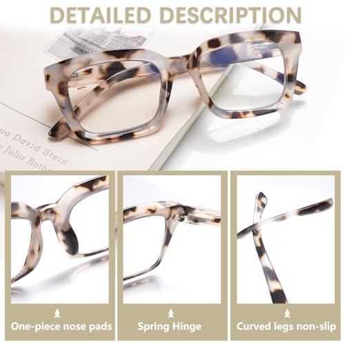 ZONLON ZONLON 4 Pack Progressive Multifocus Reading Glasses for Women Oprah Style Blue Light Blocking Computer Readers (4 Mix C1, 1.5)