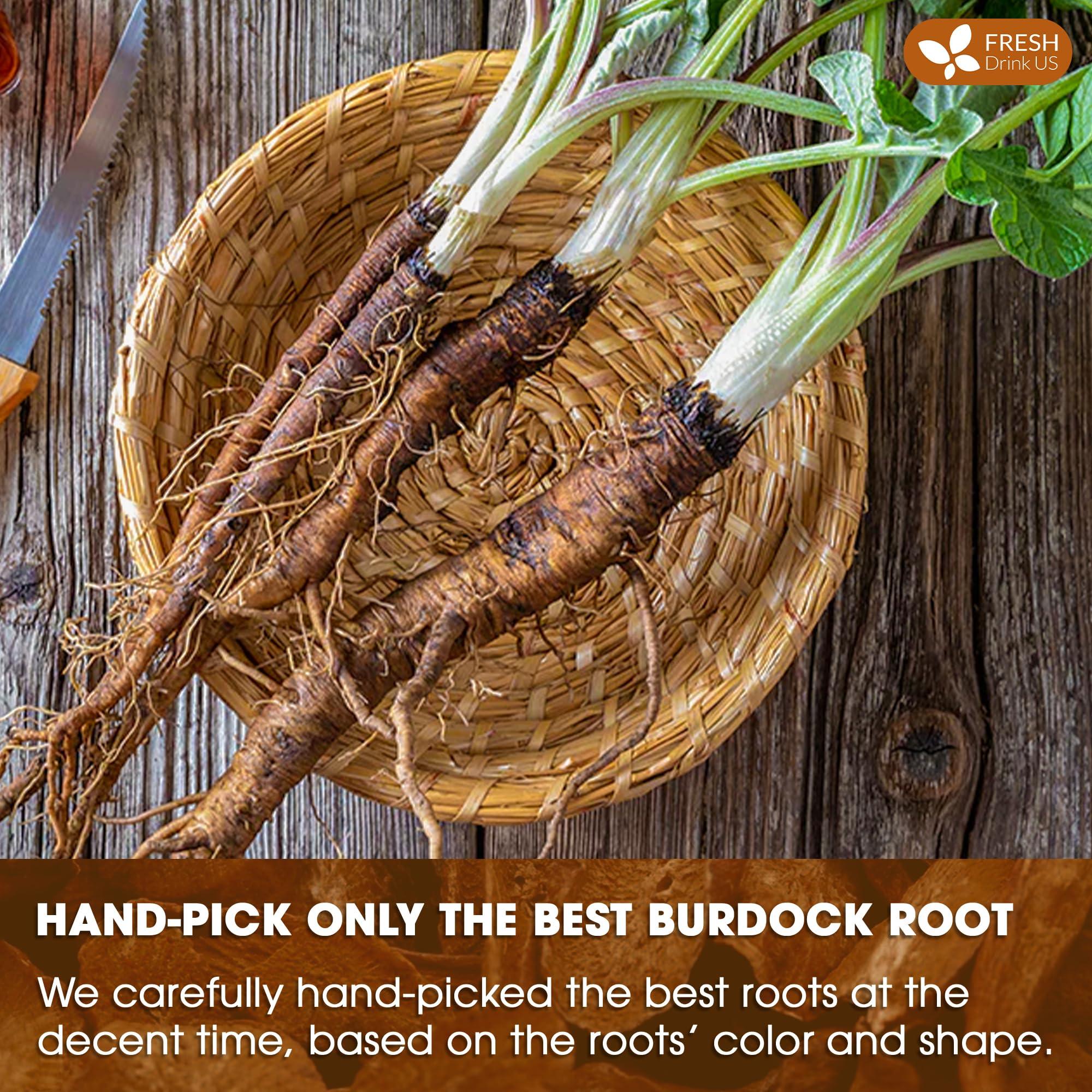 FRESHDRINKUS FRESHDRINKUS, Premium 10oz Burdock Root Powder, 100% Natural & Pure from Burdock Root, Burdock Root Herbal Tea, No Additives, No Caffeine, Vegan