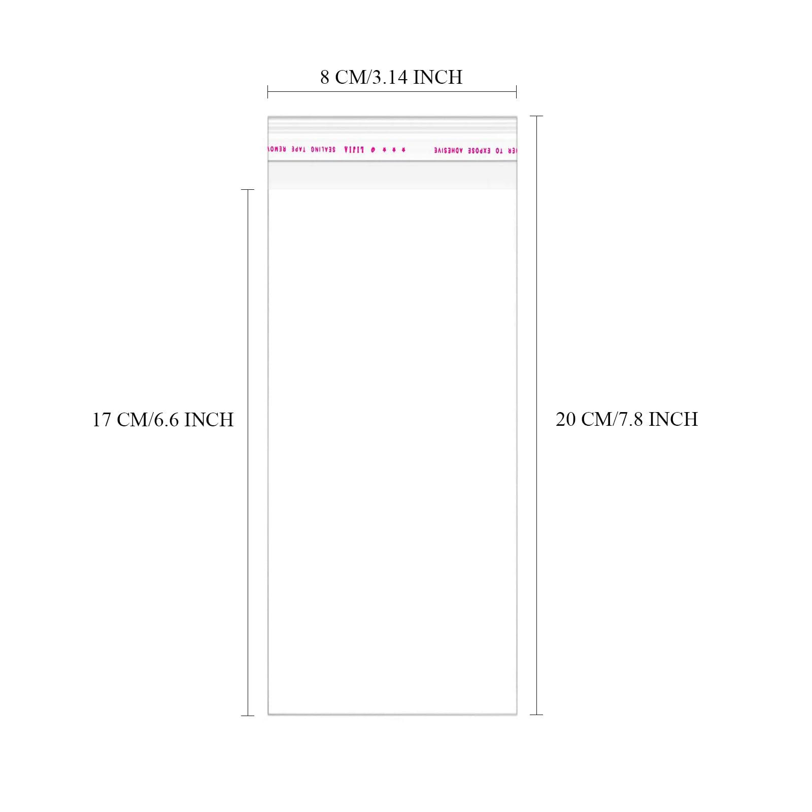 Gloreyan Gloreyan 100Pcs Cake Money Box Transparent Bags Adhesive Self-Sealing Resealable Bags Clear Plastic Bag for Christmas Birthday Wedding Party Supplies, 3.1 x7IN