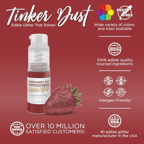 Bakell Bakell - Burgundy Red Tinker Dust (4g, 1x Mini Spray Pump) Edible Glitter for Food, Desserts, and Beverages!