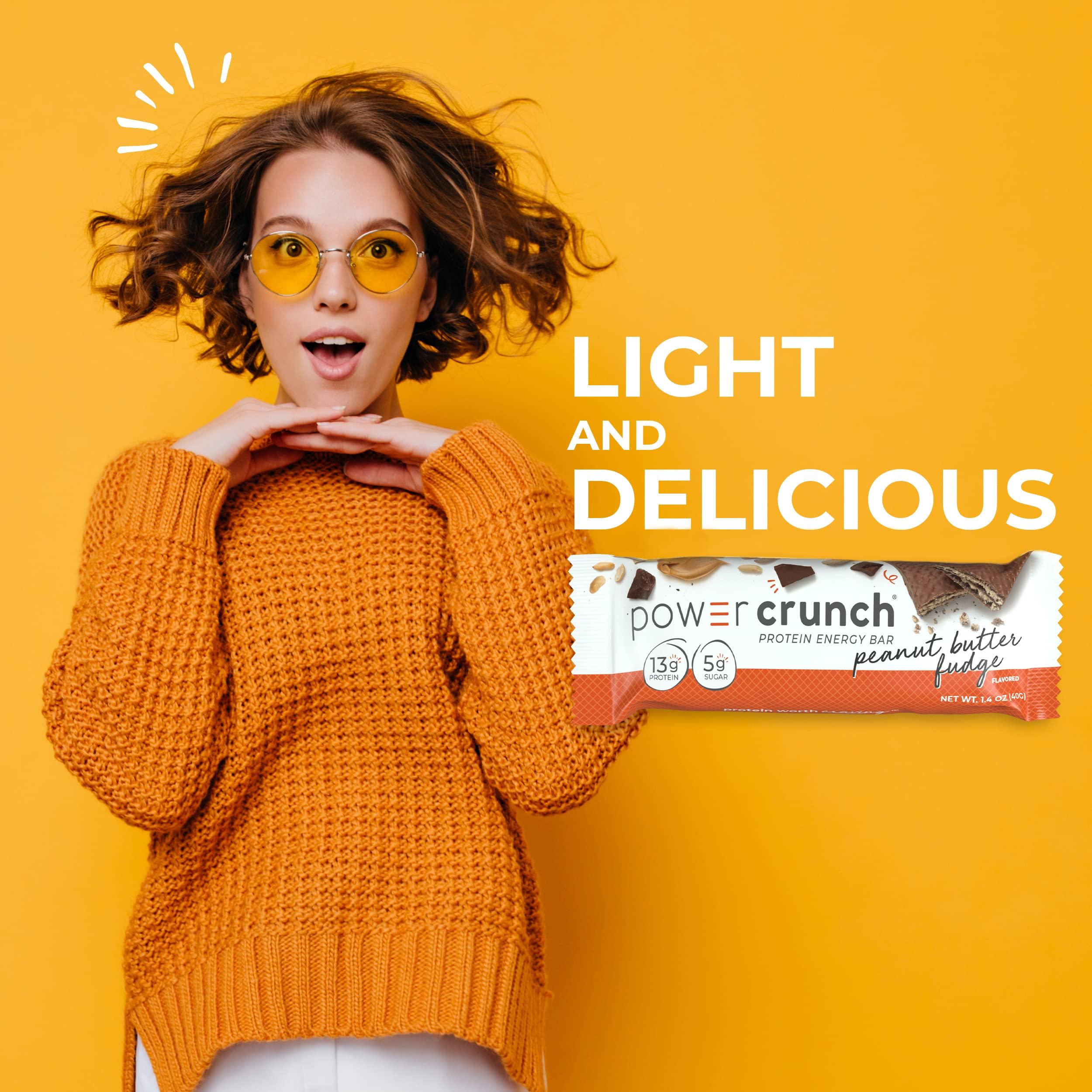 Power Crunch Power Crunch Protein Wafer Bars, High Protein Snacks, Peanut Butter Fudge, 1.4 Ounce (12 Count) and Cinnamon Roll, 1.4 Ounce (12 Count)