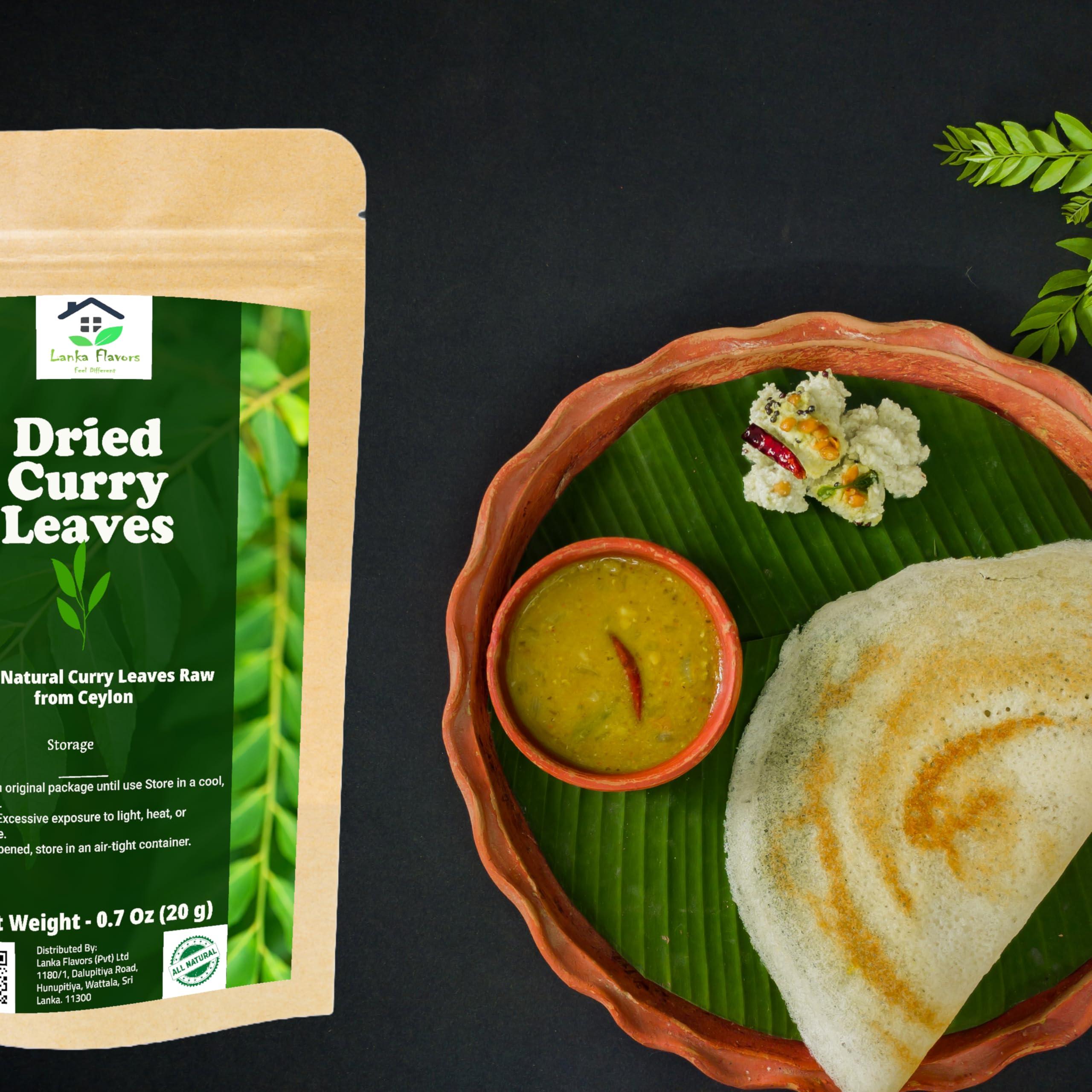 Lanka Flavors Feel Different Dried Curry Leaves 0.7 Oz (20 g) Whole Herbs Leaf for Asian Spices Food Organic Natural Air Dried Kari Patta Aromatic Flavors - Lanka Flavors Feel Different