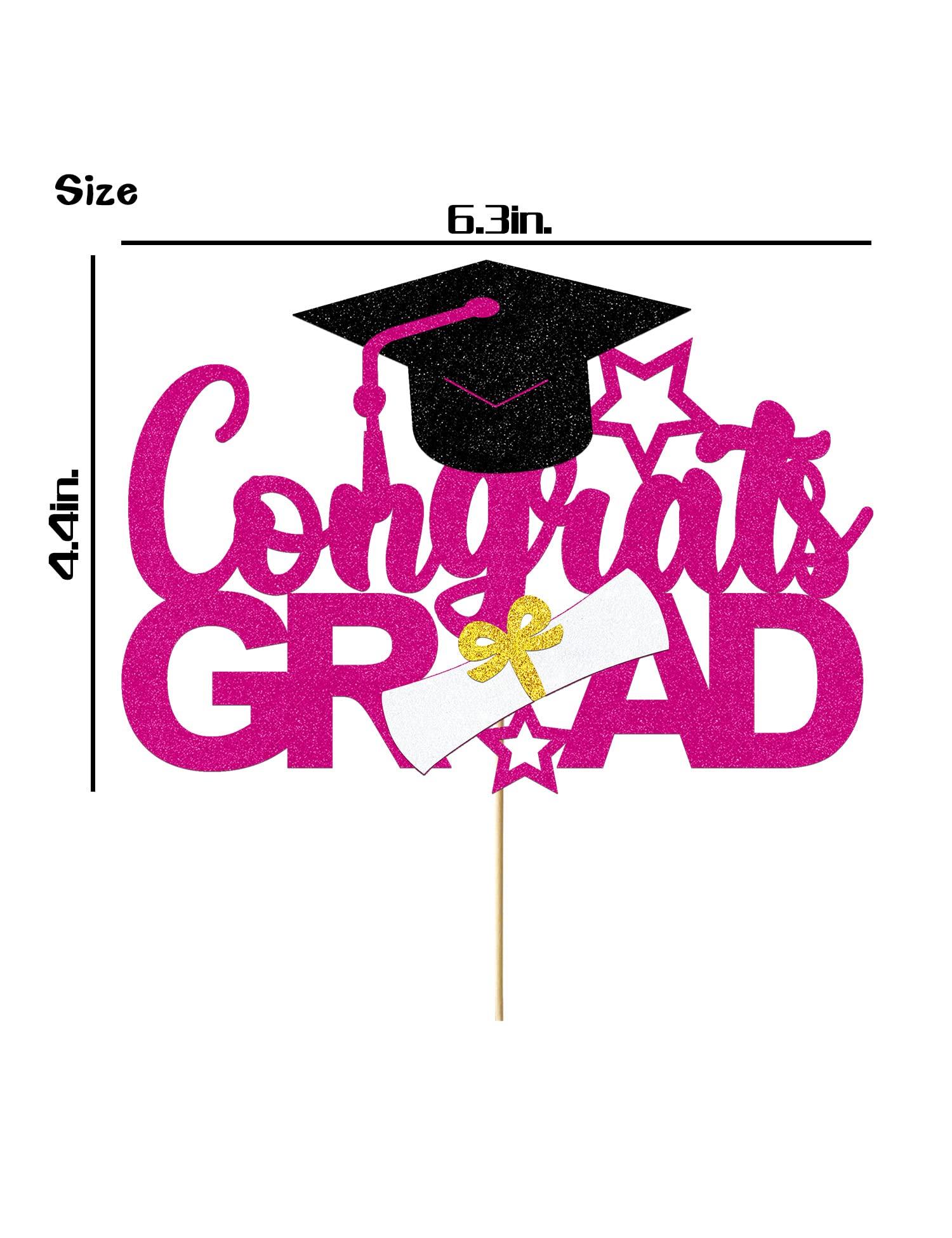 Bdayshop Congrats Grad Cake Topper Purple 2023 Graduation Cap Cake Decorations for Boys Girls Glitter Graduation Theme Party Decoration Supplies for University College Graduate Women Men