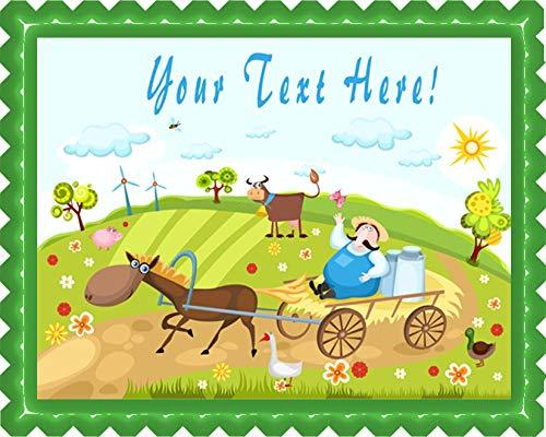 Edible Prints On Cake Farm With Farm Animals - Edible Cake Topper - 7.5" x 10" (1/4 sheet) rectangular