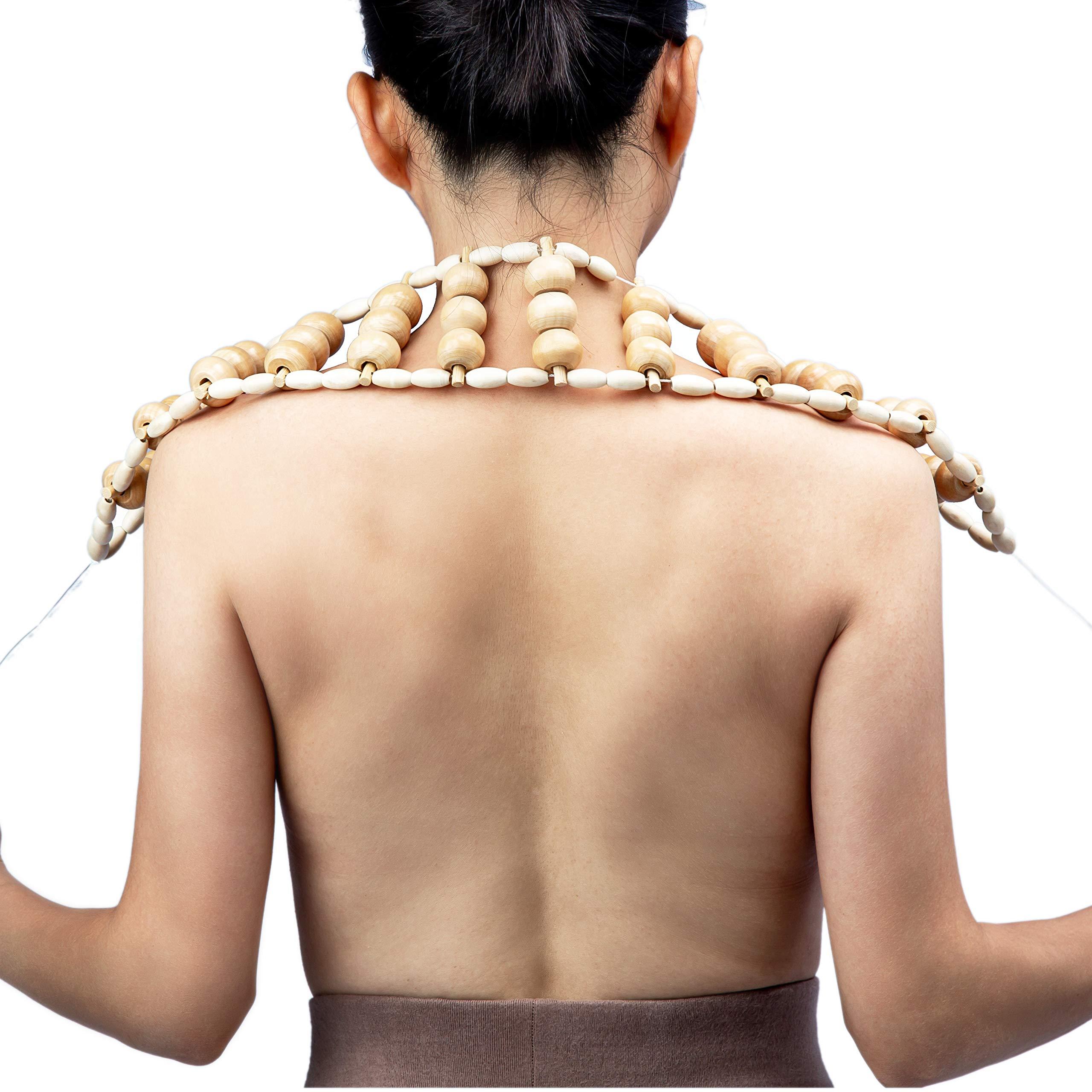 Hovom Hovom Wood Back Massage Roller Rope Tool,Lymphatic Drainage,Wood Therapy Massage Tools,maderoterapia Colombiana,Portable Handheld Rolling, Massage Strap for Back, Neck, Shoulders, Legs (Smooth)