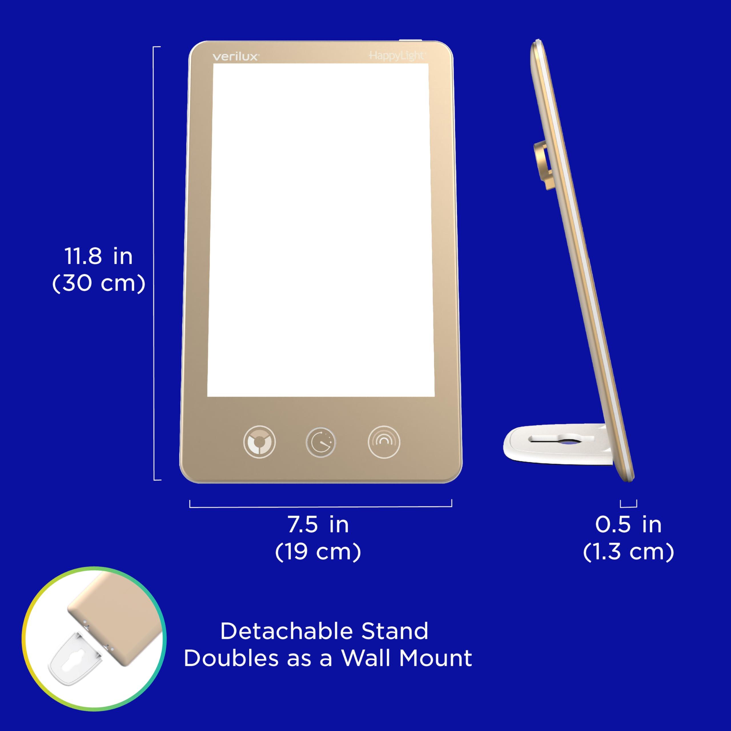Verilux Verilux HappyLight Luxe - Light Therapy Lamp with 10,000 Lux, UV-Free, LED Bright White Light with Adjustable Brightness, Color, Countdown Timer, & Stand - Boost Mood, Sleep, Focus (Champagne Gold)