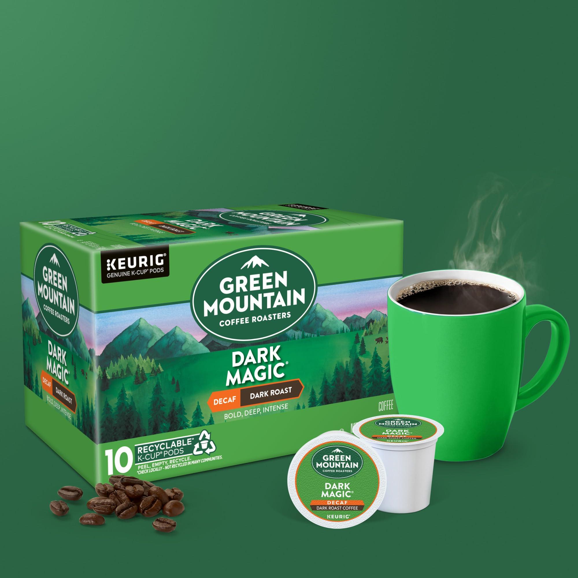 Green Mountain Coffee Roasters Green Mountain Coffee Dark Magic Decaf, Keurig Single Serve K-Cup Pods, Dark Roast Coffee, 60 Count, (6 Packs of 10)