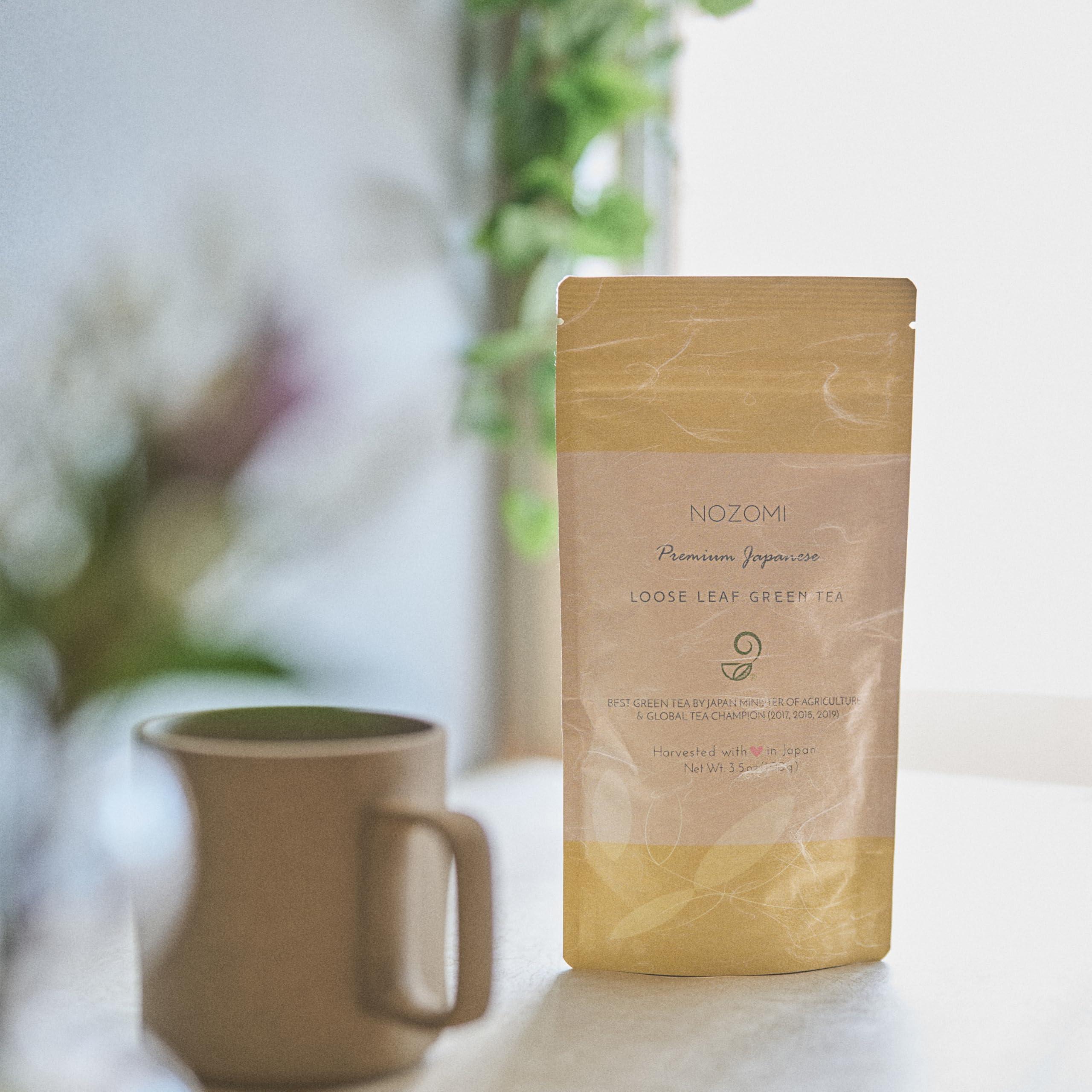 JAPANESE GREEN TEA CO. HARVESTED WITH IN JAPAN Japanese Green Tea Co. Nozomi Japanese Green Loose Leaf Tea - 3.5 Oz (100g) Covered Tea, Kabusecha, Kabuse Fukamushi Sencha - Single-origin from Shizuoka, Rich in Antioxidants