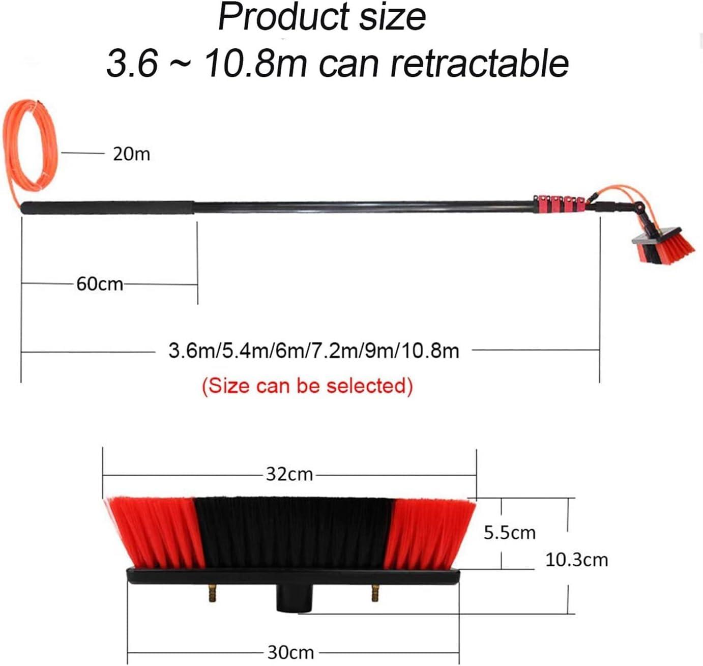 DEVOKE Window Cleaning Washing Pole Cleaner Kit 3In1 Water/Hose Fed Pole Cleaning Brush Equipment Extendable Outdoor Cleaning Tool Photovoltaic Solar Panels Water Fed Brush Water Pipe Tools (18FT/5.4M)
