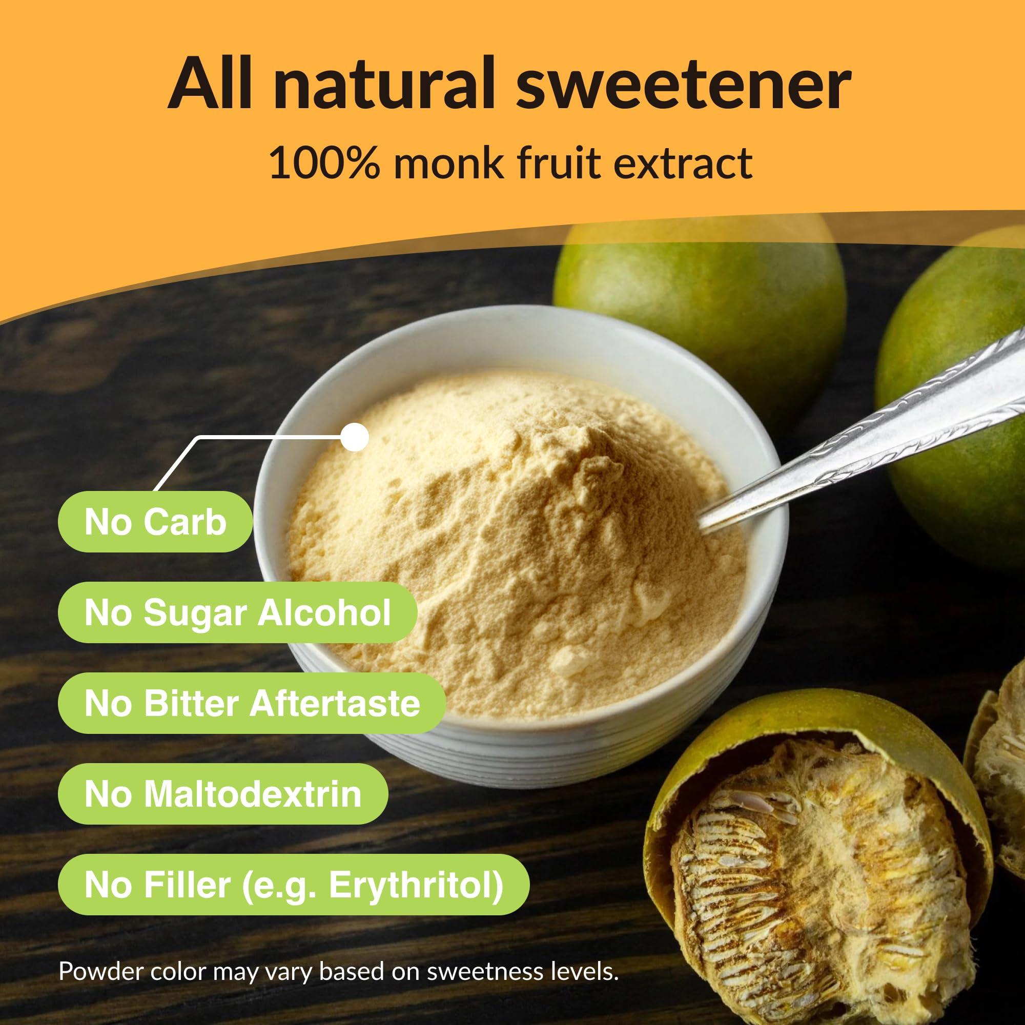 NAMANNA NAMANNA Pure Monk Fruit Sweetener - Zero Calorie, Zero Carb, Paleo and keto Safe - (7% Mogroside V, 200g, 1,110 Servings) - 3 Pack