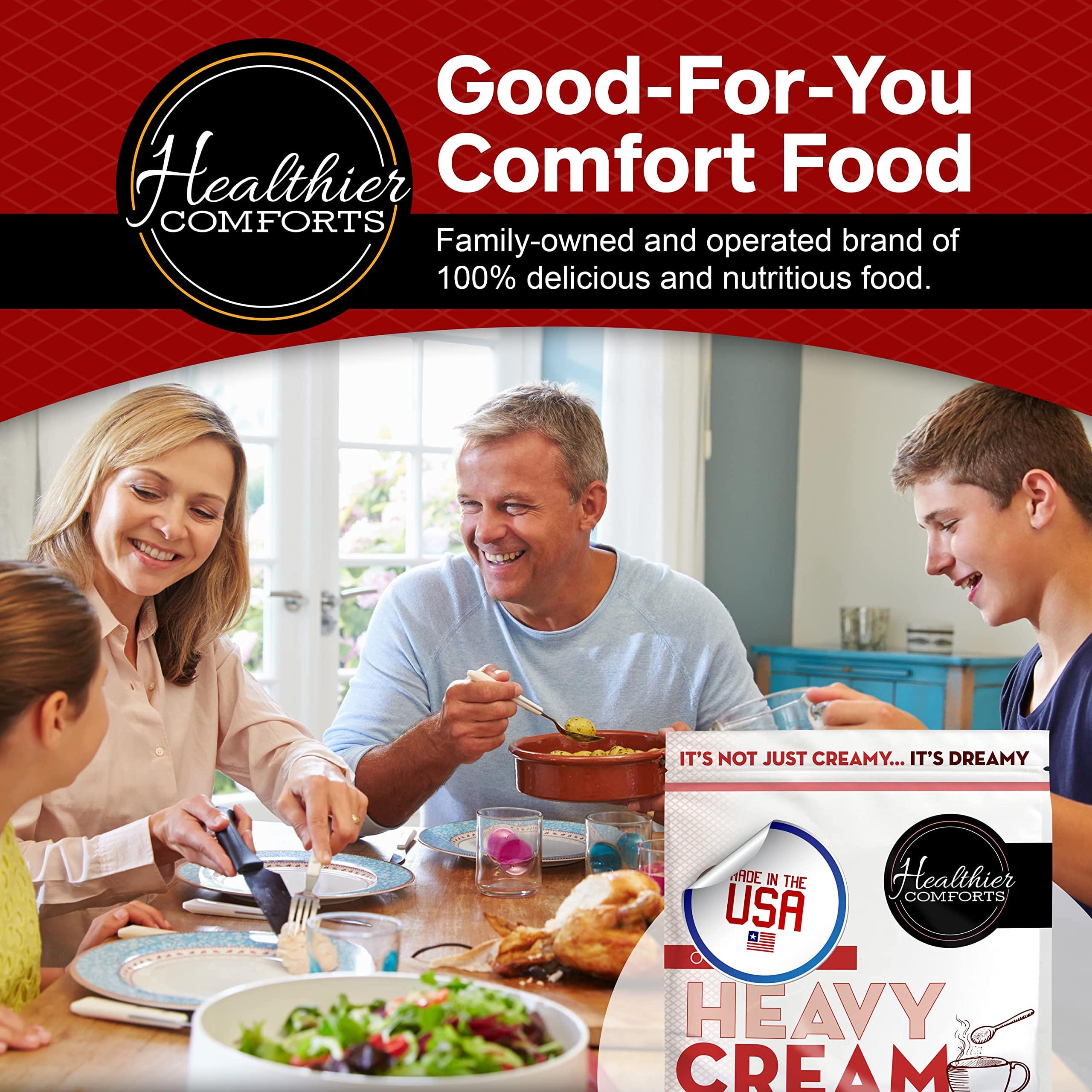Healthier Comforts Healthier Comforts Organic Heavy Cream Powder (72% Butterfat) | USDA Organic | Kosher, Gluten Free, Non-GMO, and Keto Friendly Half and Half Organic Heavy Cream for Pasta | Made in the USA 21 oz.