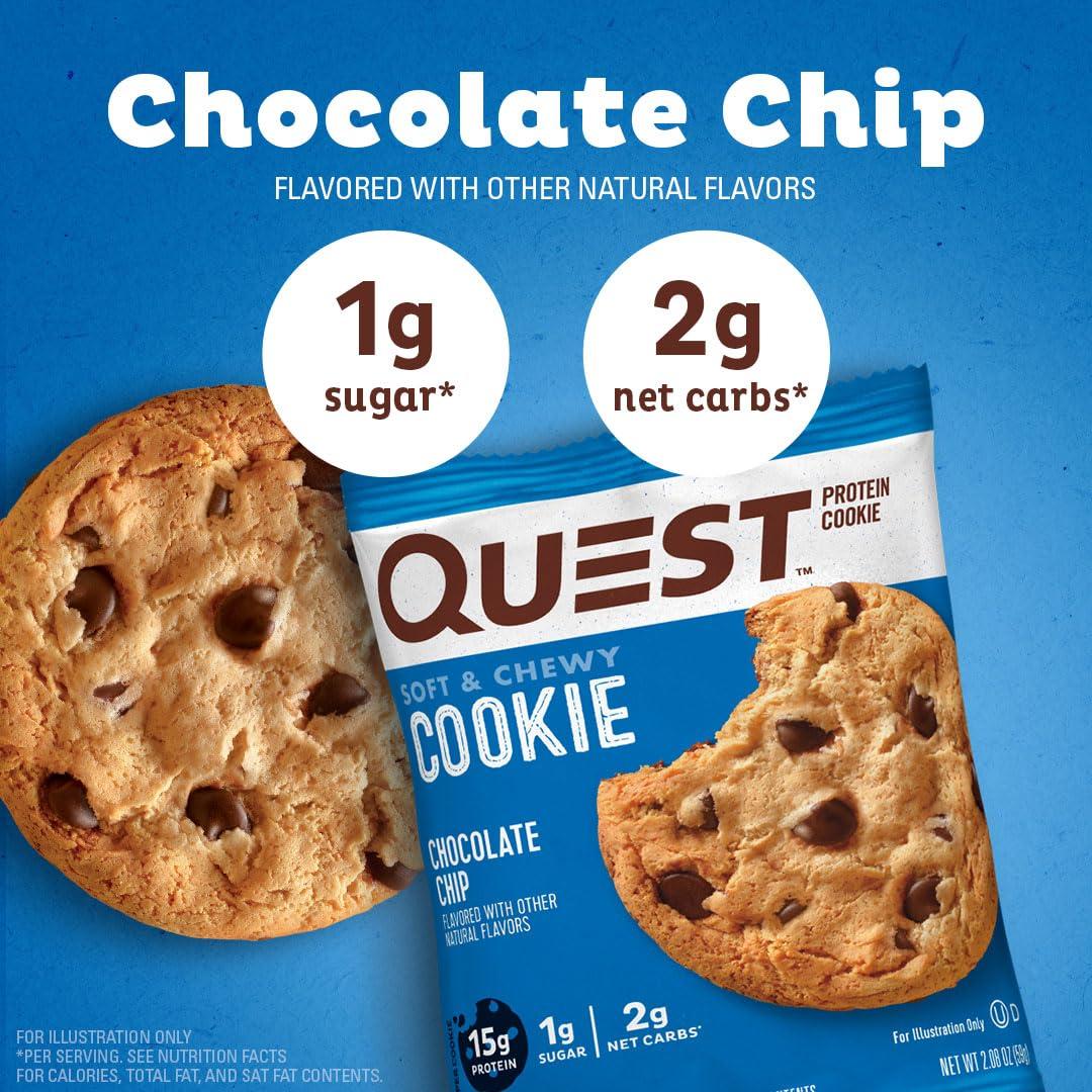 Quest Nutrition Quest Nutrition Frosted Strawberry Cake & Chocolate Chip Protein Cookie Bundle, 1g Sugar, 10g Protein, 2g Net Carbs, Gluten Free, 16 & 12 Count