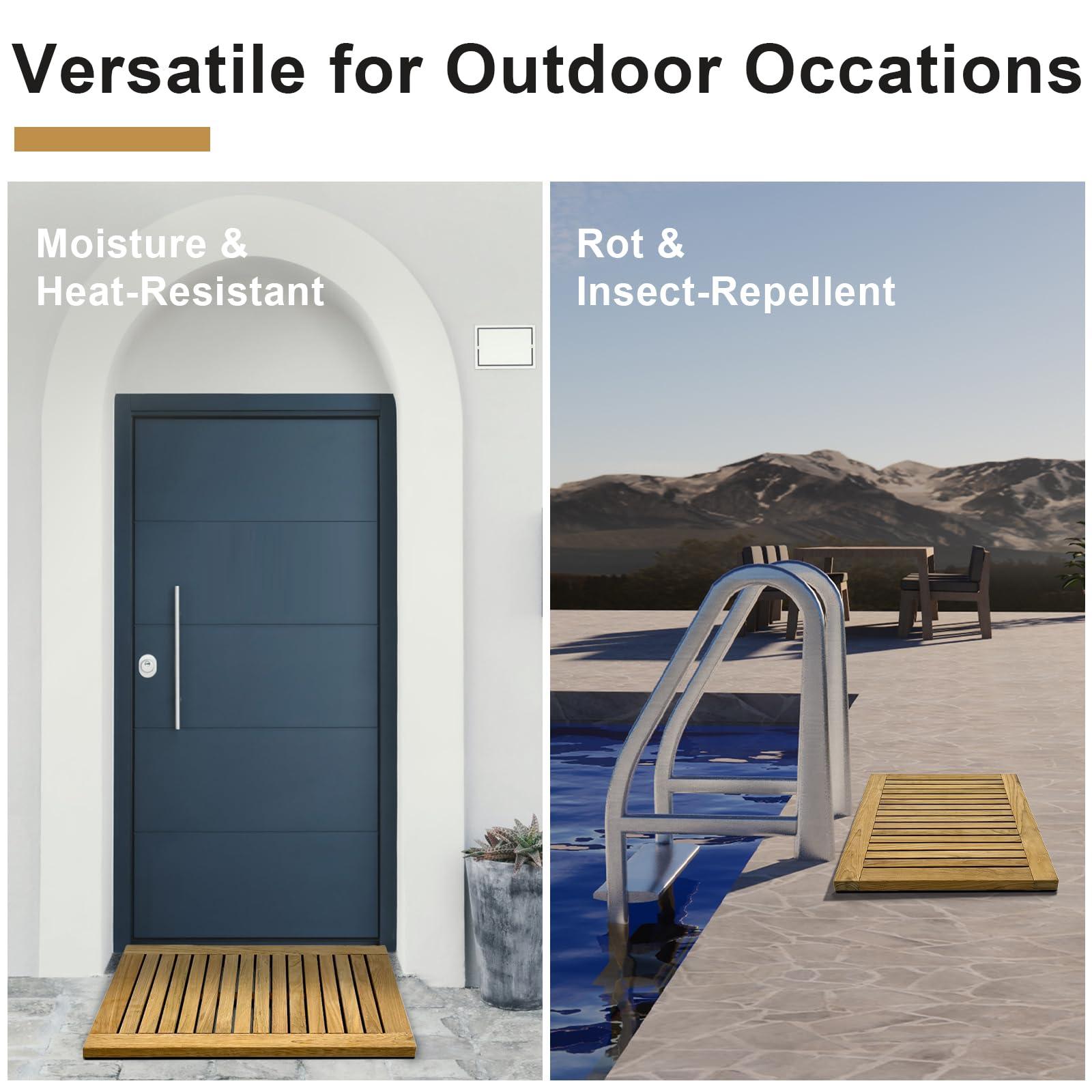 StrongTek StrongTek Teak Shower Mat, 23.6\" x 17.8\" x 1.6\", Wooden Bath Mat, Water-Resistant and Durable, Easy-to-Clean Teak Floor Mat for Safety, Ideal for Bathrooms, Saunas, Spas, Showers, and Outdoor Use