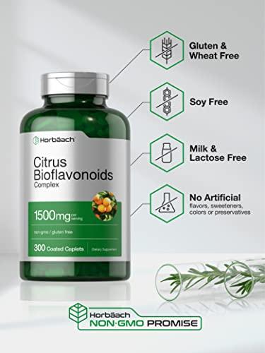 Horbäach Horbach Citrus Bioflavonoids Supplement | 1500mg | 300 Caplets | Vegetarian, Non-GMO, and Gluten Free Formula | Value Size