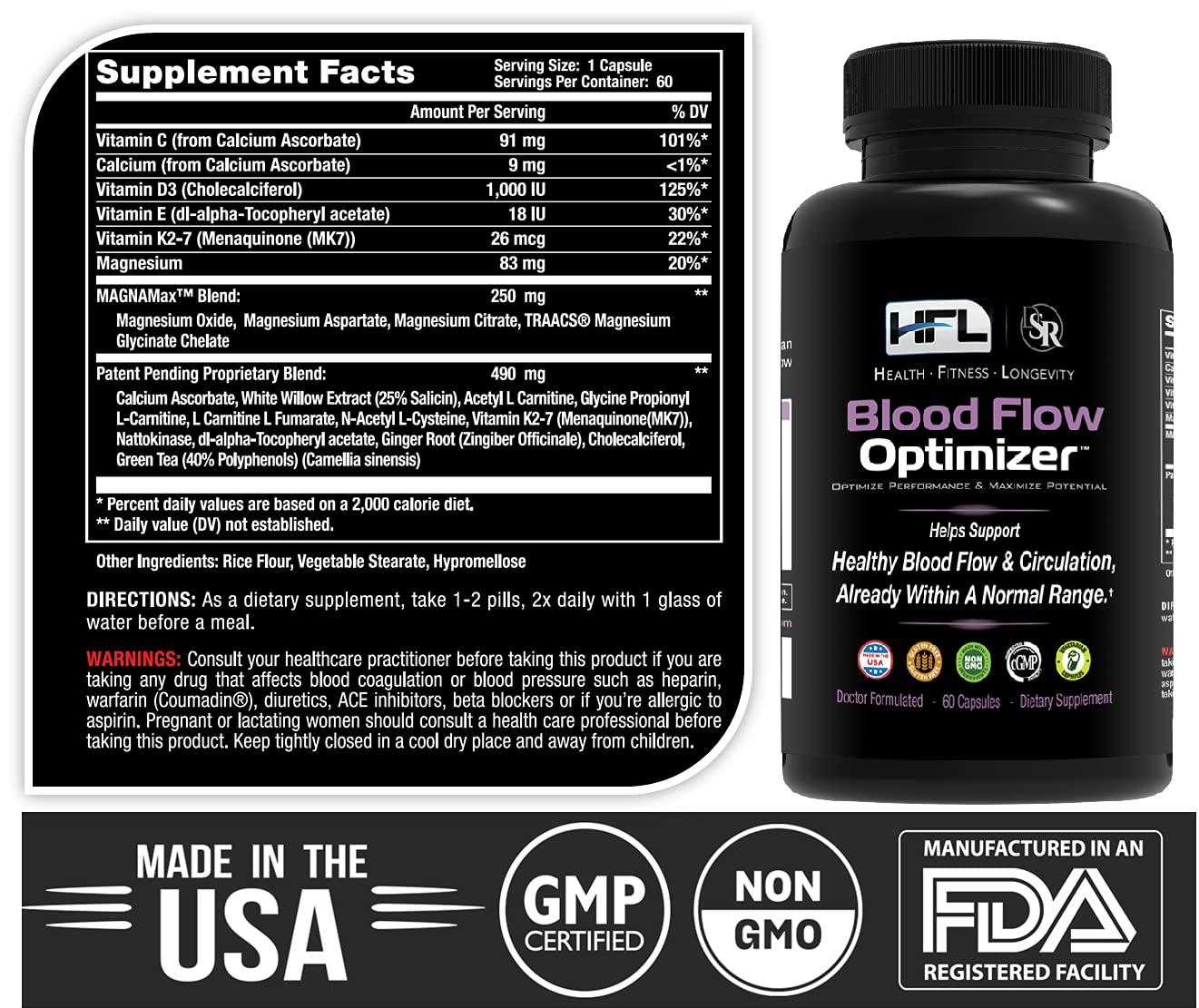HFL HFL Blood Flow Optimizer™ by Dr. Sam Robbins | Healthy Blood Flow Circulation, Arterial Strength & Vascular Function