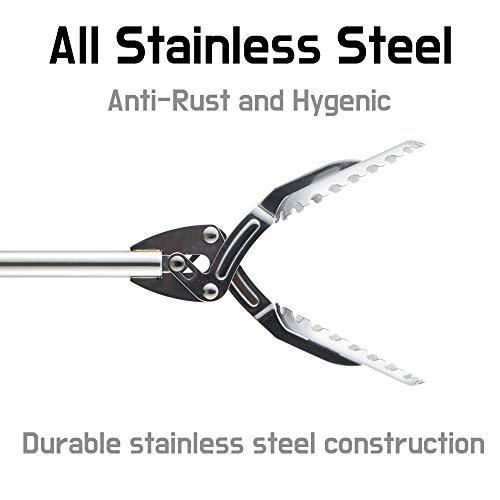 FTH FTH All Stainless Steel Grabber Reacher Pickup Tool Heavy Duty Trash Picker Log BBQ Fireplace pits Snake Tongs Plogging tool