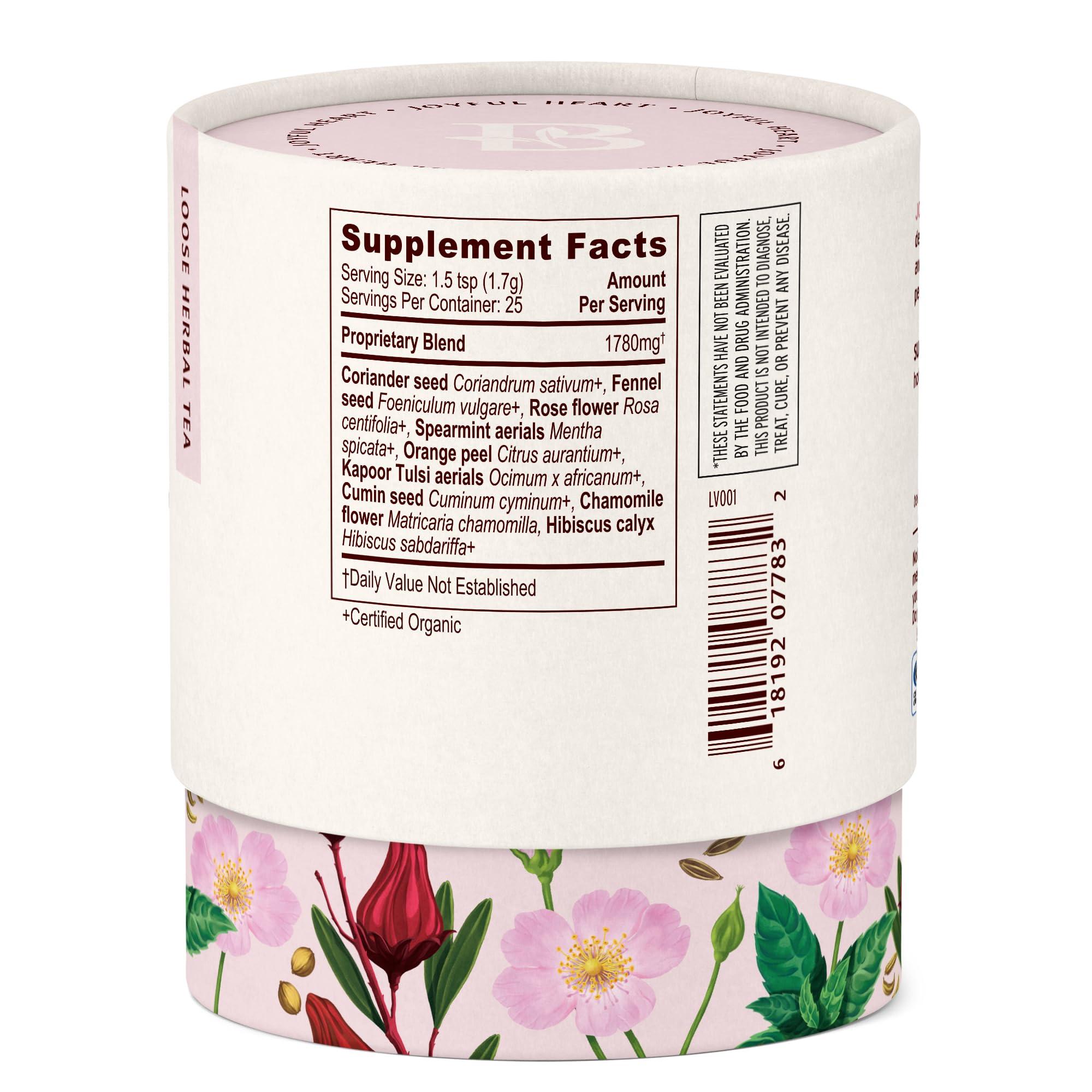 Banyan Botanicals Banyan Botanicals Joyful Heart CCF Tea Loose Leaf Organic Herbal Tea Uplifting and Aromatic CCF Tea with Hibiscus, Tulsi, and Rose 1.5 oz. Non-GMO Sustainably Sourced Herbal Loose Leaf Tea