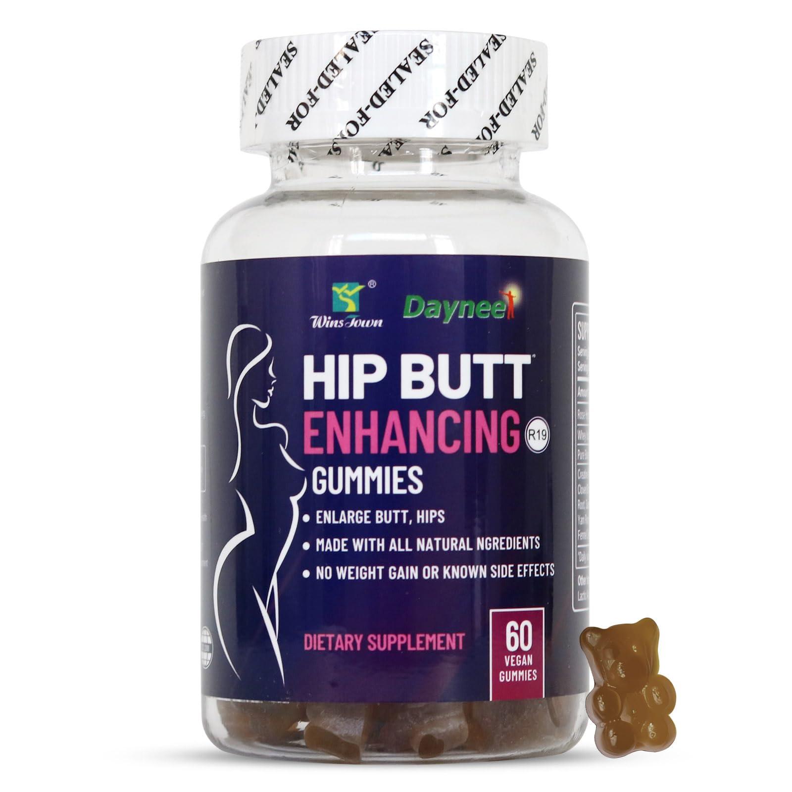 Wins Town Wins Town Hip Butt Enhancement Gummies, Booty Gummies for Bigger Butt, Bum Support Gummies for Women, Multivitamins, 60 Count