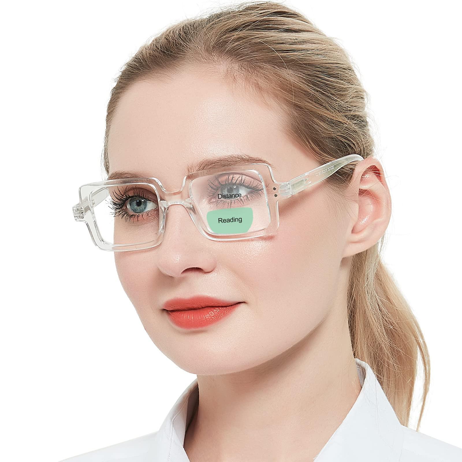 OCCI CHIARI OCCI CHIARI Bifocal Reading Glasses with Clear Top,Blue Light Blocking Transition Readers Women 1.0 1.5 2.0 2.5 3.0 3.5(350+ Clean)